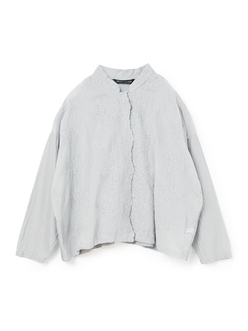 レーススタンドカラーワイドシャツ