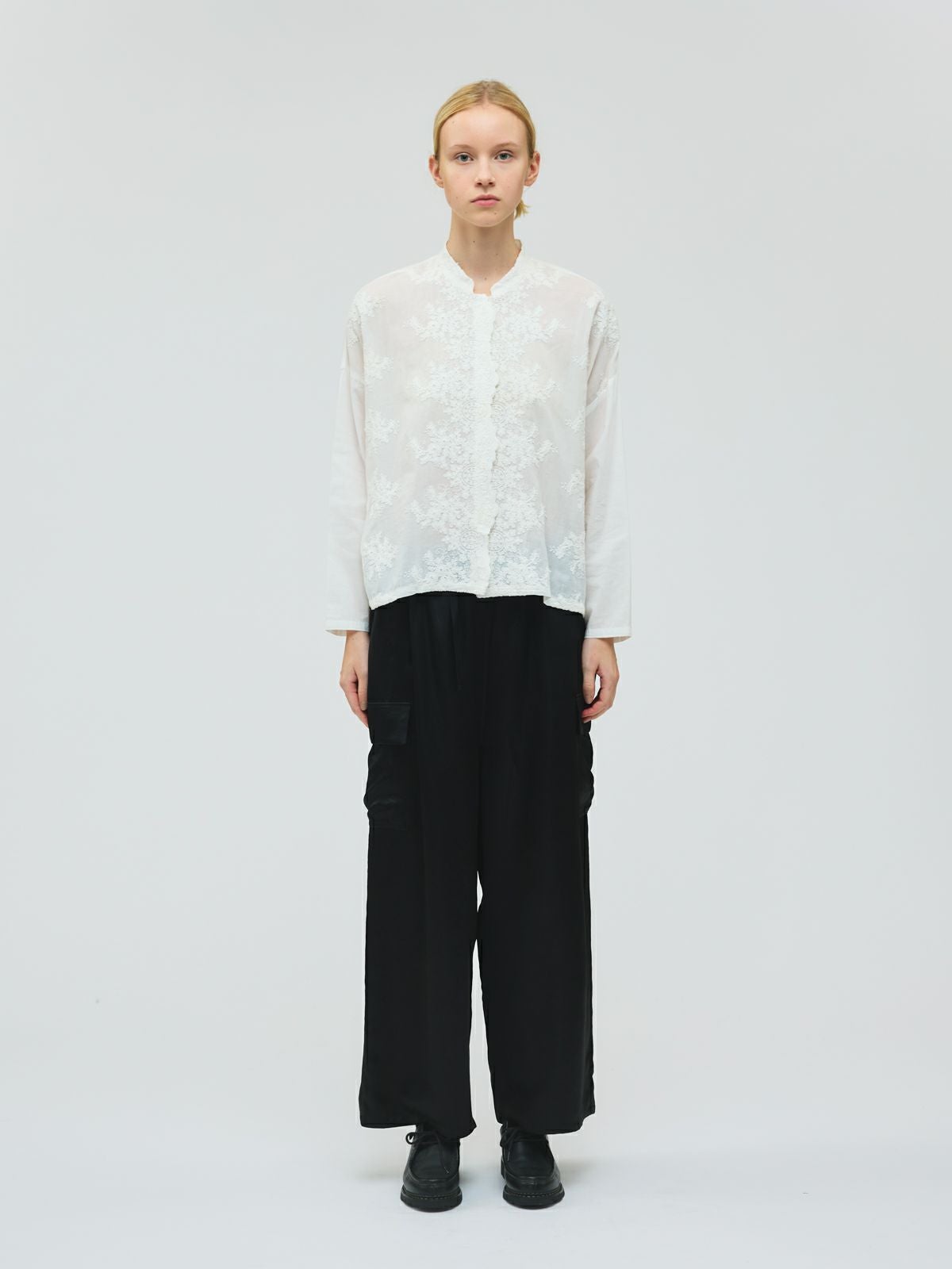 mizuiro ind レーススタンドカラーワイドシャツ｜ MARcourt ONLINE