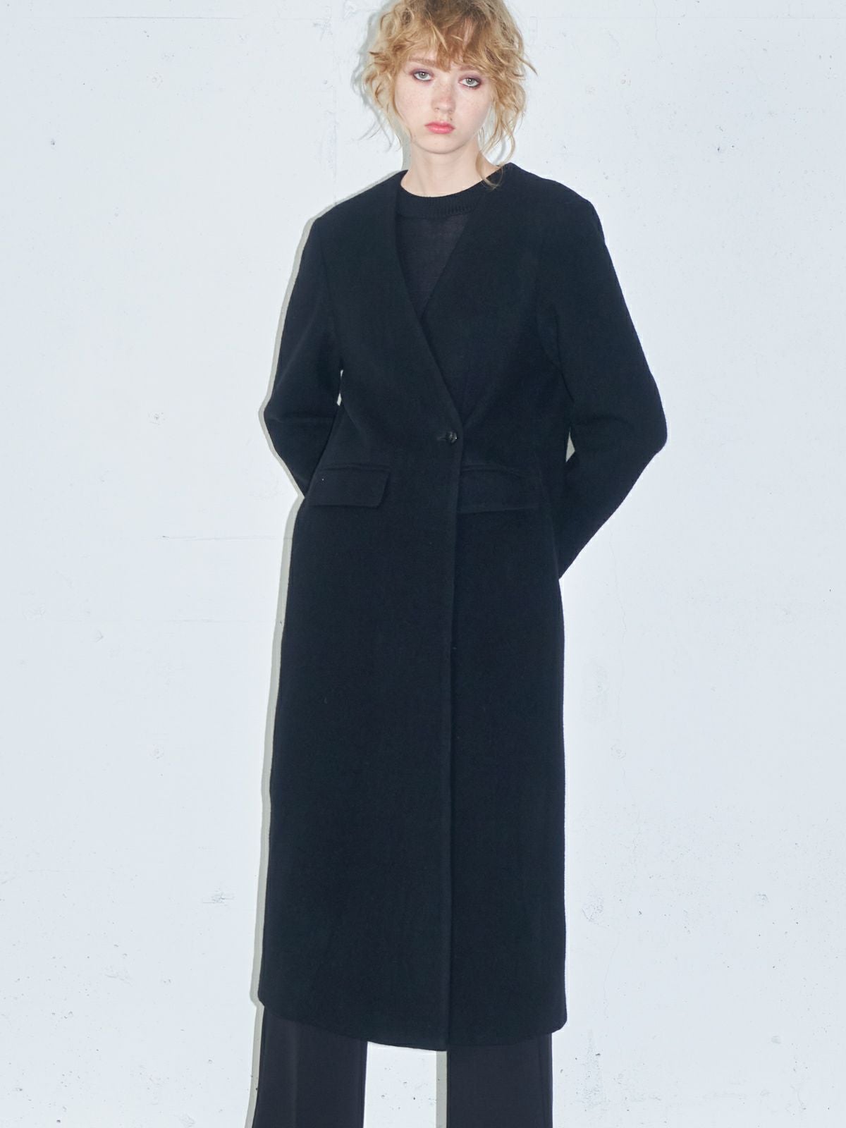 MIDIUMISOLID for Ladies ノーカラーロングコート(3-1546/3-1547/3