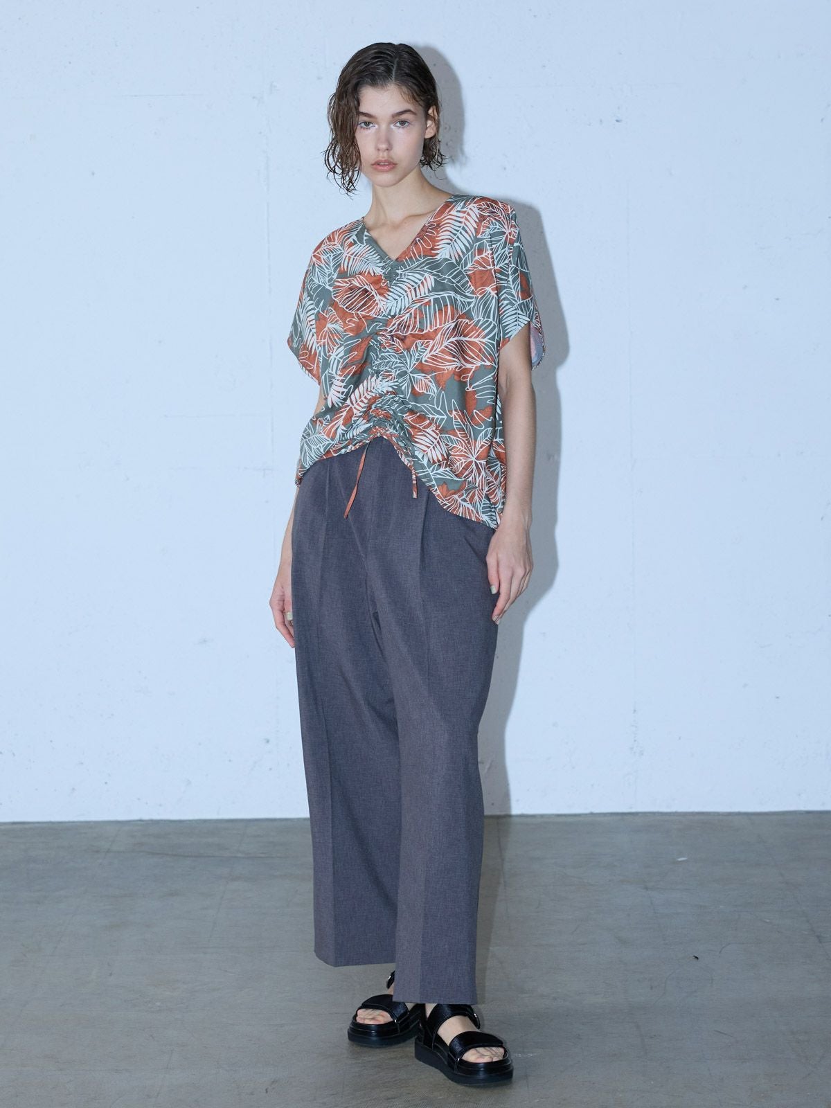 洋楽 V.A. MIDIUMISOLID for Ladies ハイウエストタックパンツ【3-1322