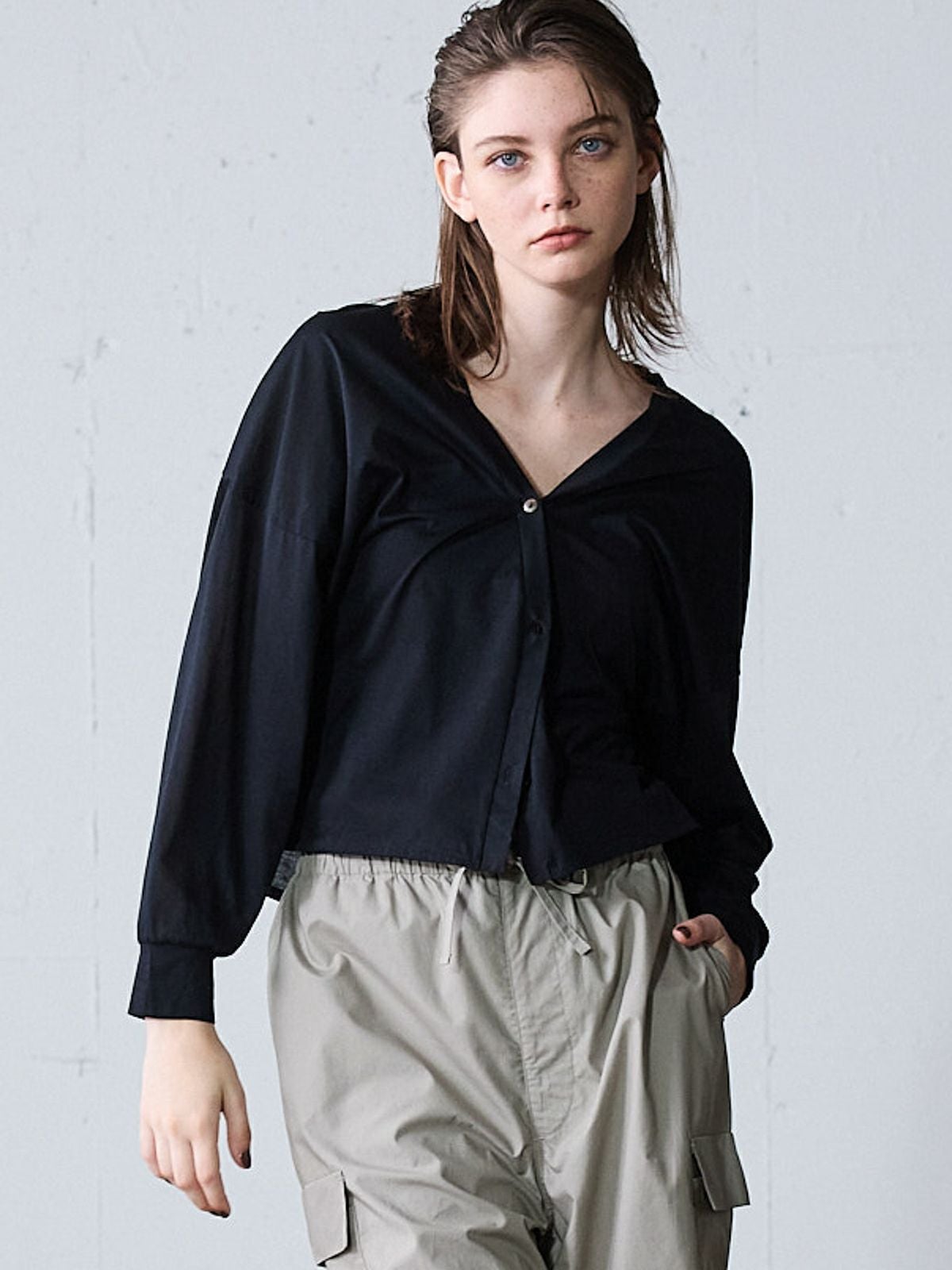 MIDIUMISOLID for Ladies ディフォームドカットソーカーディガン[A