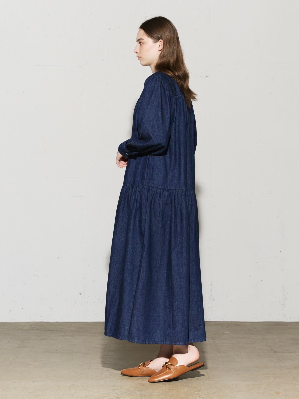 MIDIUMISOLID x Healthy DENIM ティアードワンピース Lychee【3-8265