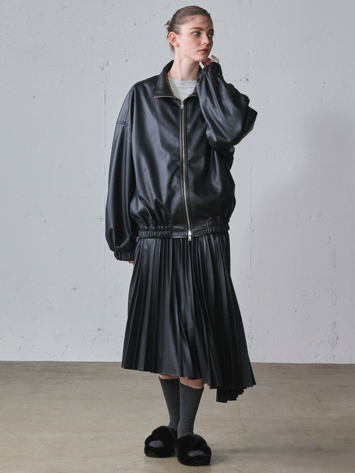 MIDIUMISOLID オーバーサイズシンセティックレザーブルゾン｜ MARcourt