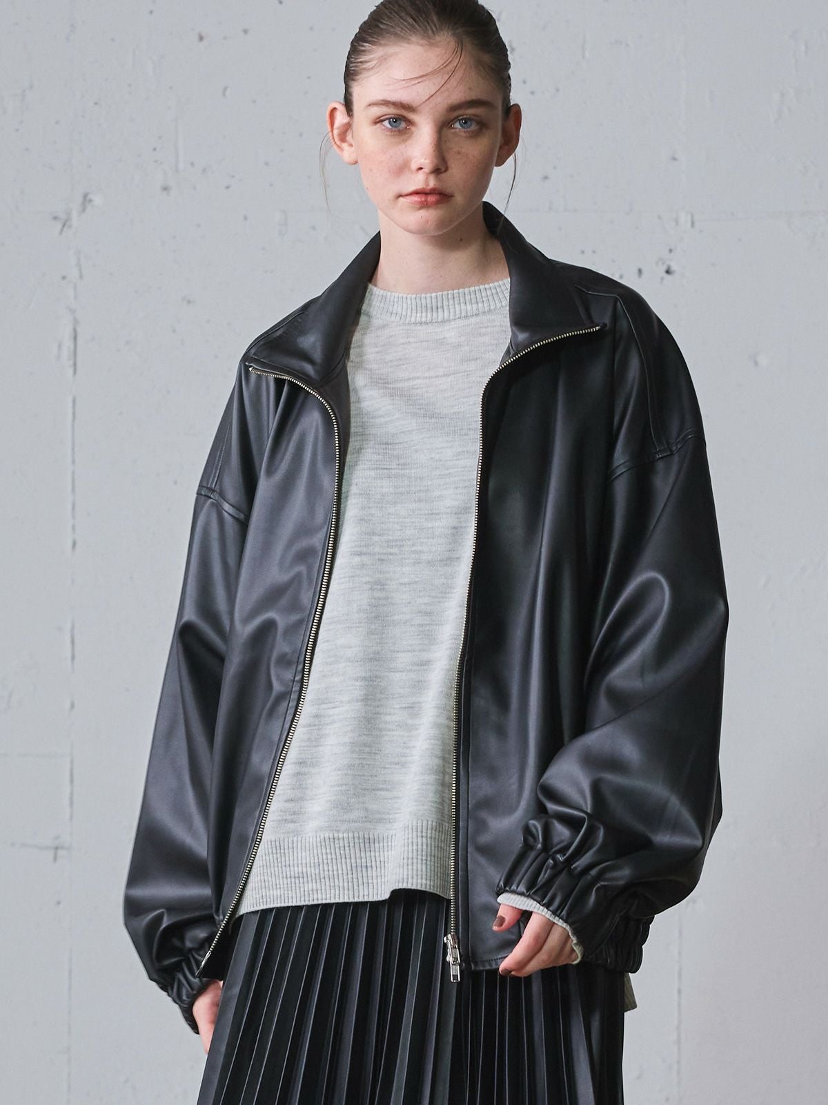 MIDIUMISOLID オーバーサイズシンセティックレザーブルゾン｜ MARcourt