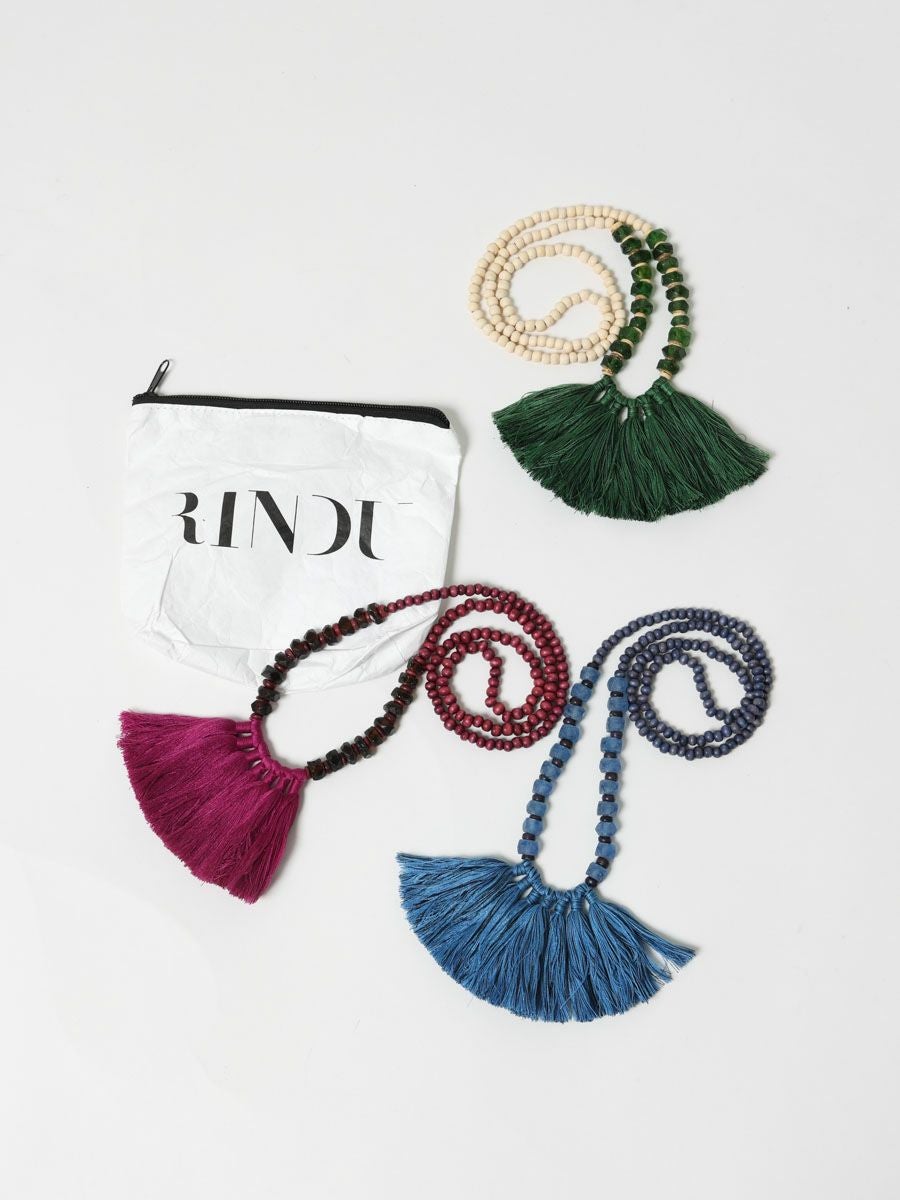 RINDU ZAFRAN NECKLACE タッセルガラスビーズネックレス｜ MARcourt