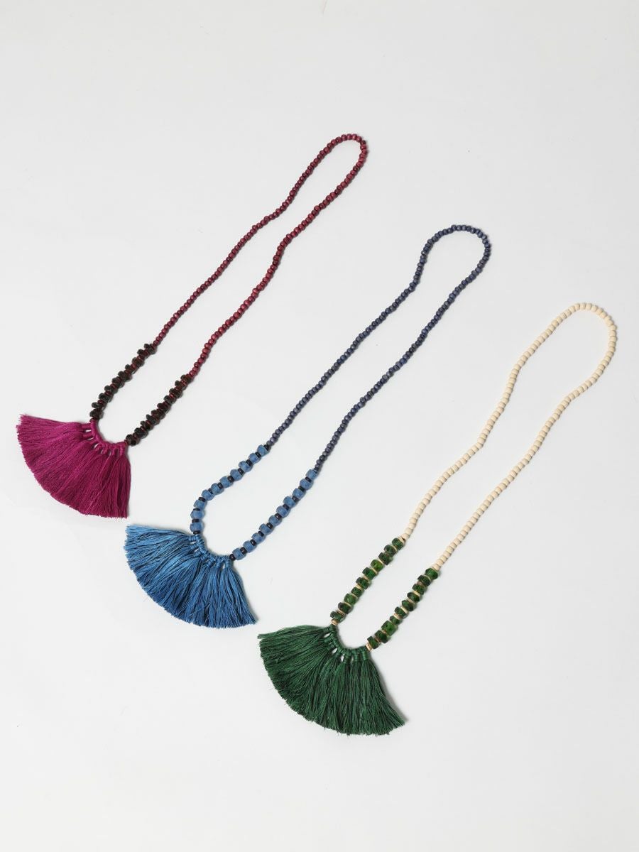 RINDU ZAFRAN NECKLACE タッセルガラスビーズネックレス｜ MARcourt