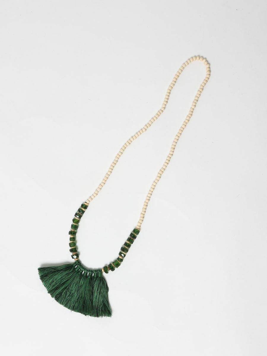 RINDU ZAFRAN NECKLACE タッセルガラスビーズネックレス｜ MARcourt