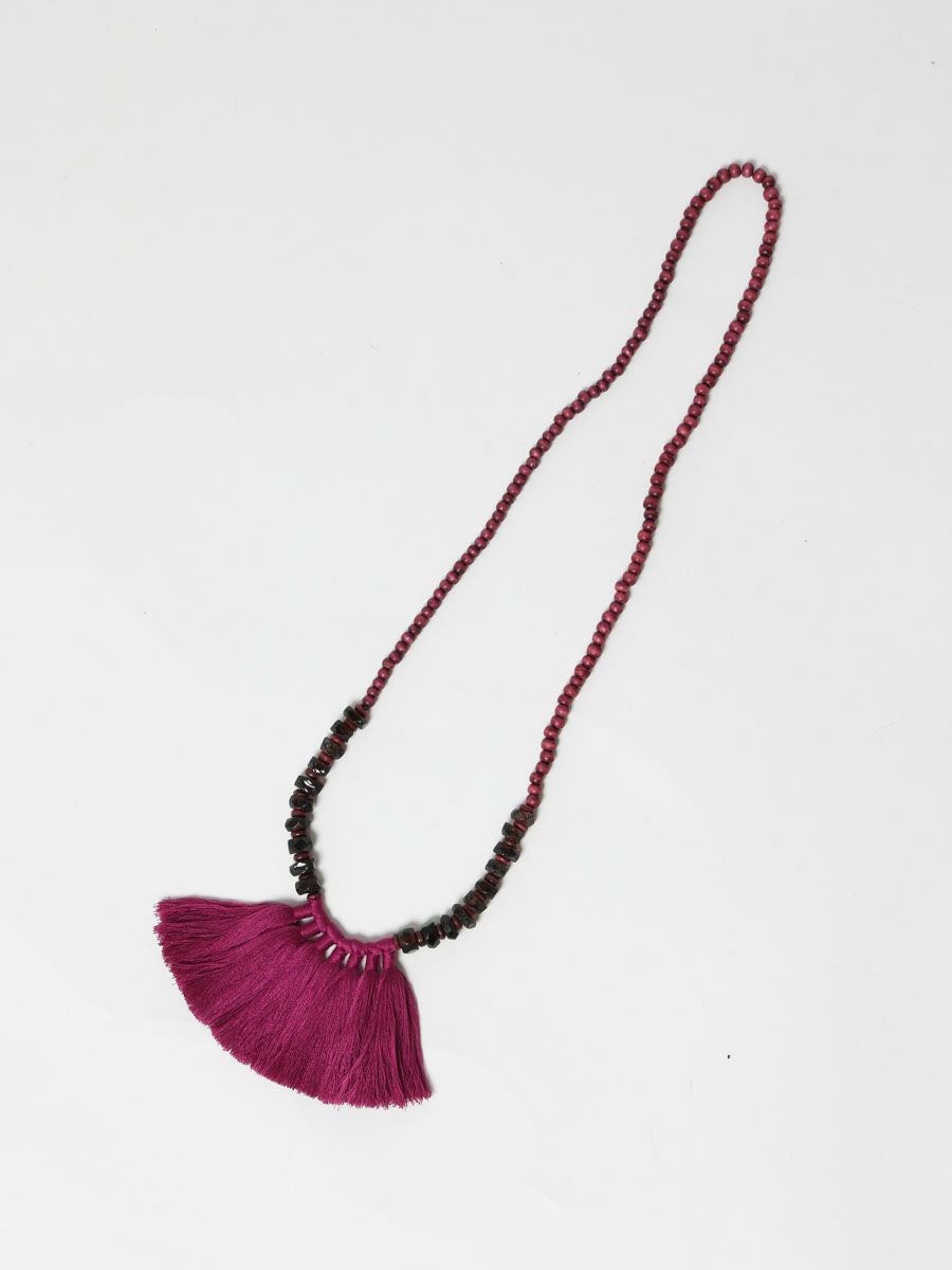 RINDU ZAFRAN NECKLACE タッセルガラスビーズネックレス｜ MARcourt
