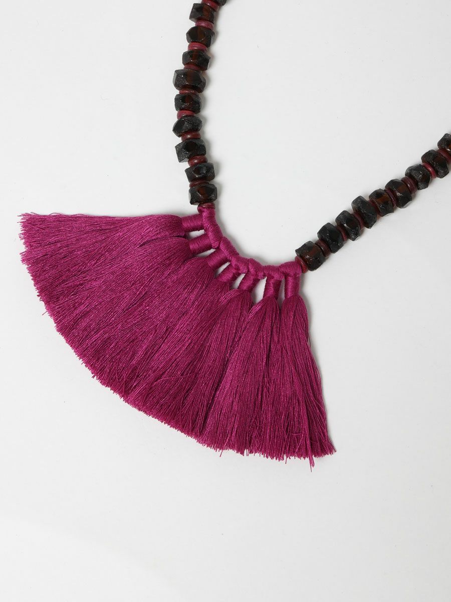 RINDU ZAFRAN NECKLACE タッセルガラスビーズネックレス｜ MARcourt