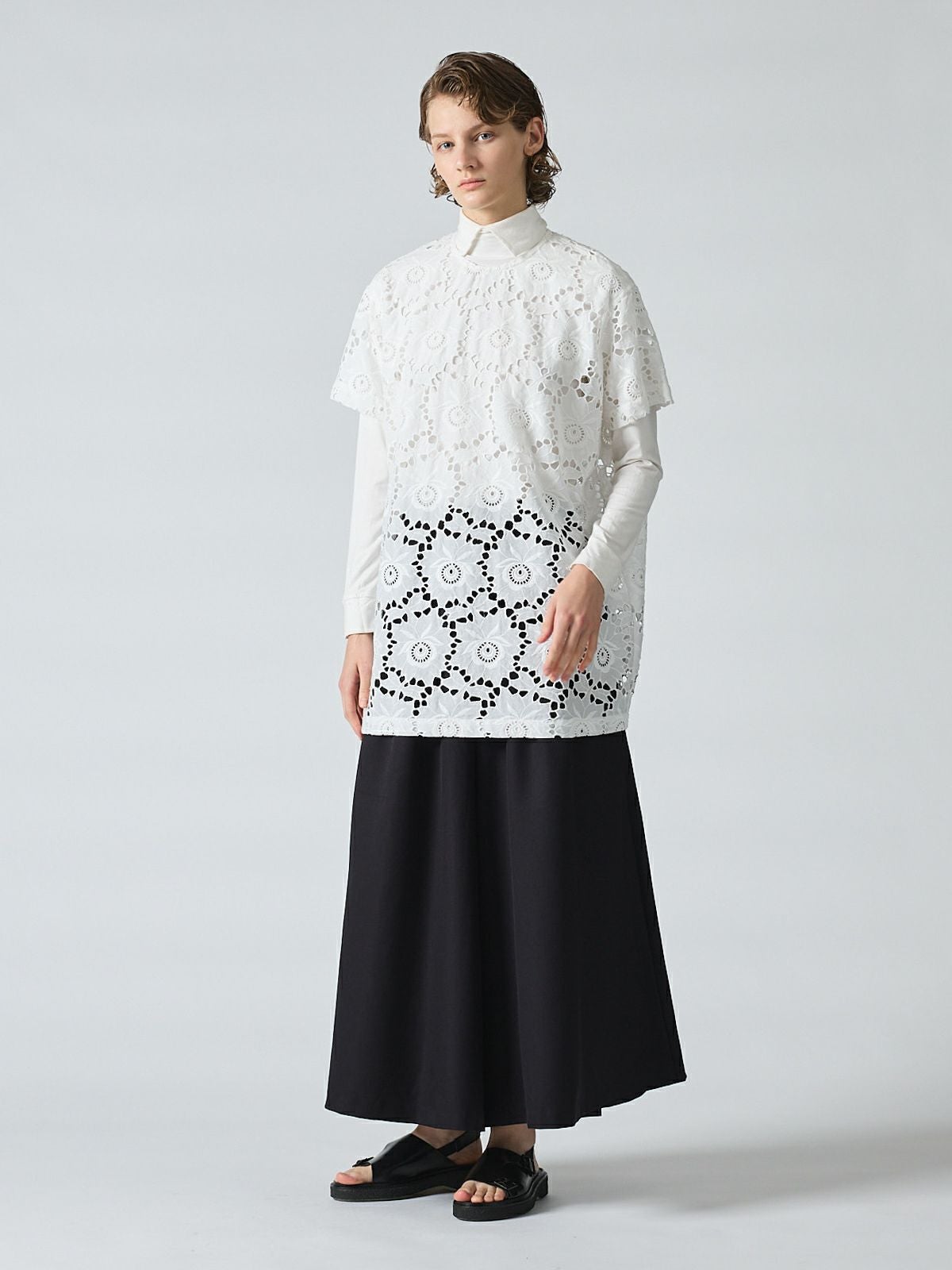 mizuiro ind レースクルーネックチュニックシャツ｜ MARcourt ONLINE