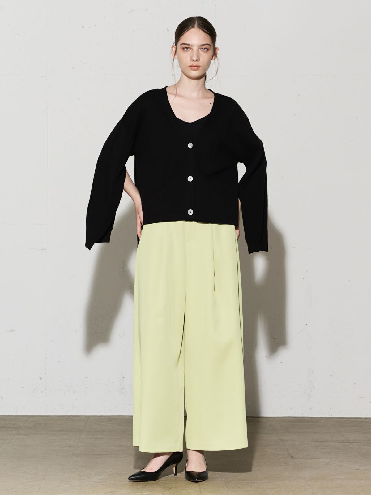 MIDIUMISOLID for Ladies スリットスリーブニットカーディガン