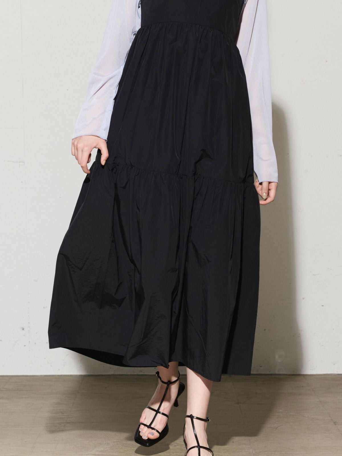 MIDIUMISOLID for Ladies C/NY ティアードキャミソールワンピース[A