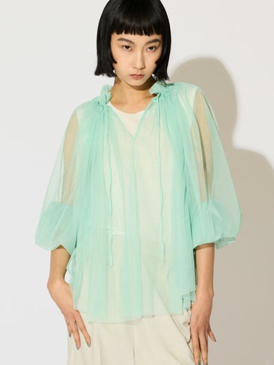 MIDIUMISOLID for Ladies チュールギャザーブラウス[A]｜ MARcourt 