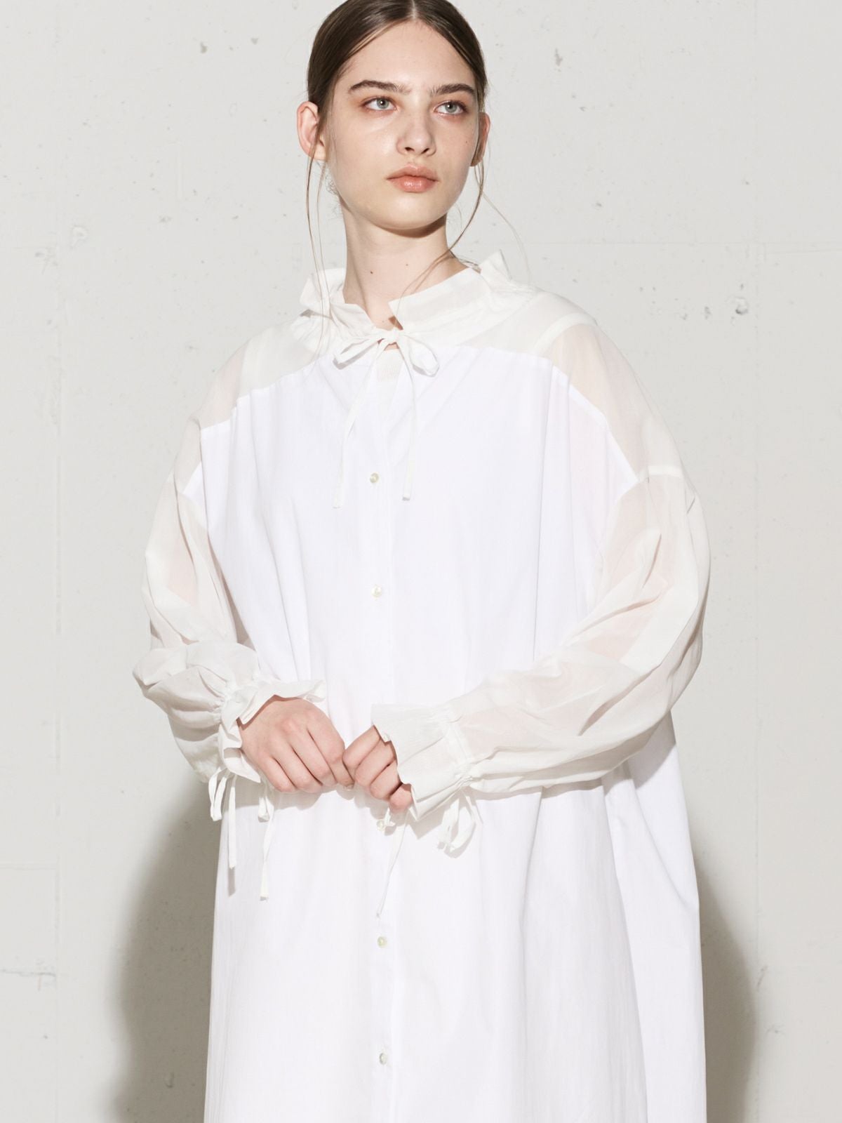 MIDIUMISOLID for Ladies シアー切替シャツワンピース[A]｜ MARcourt