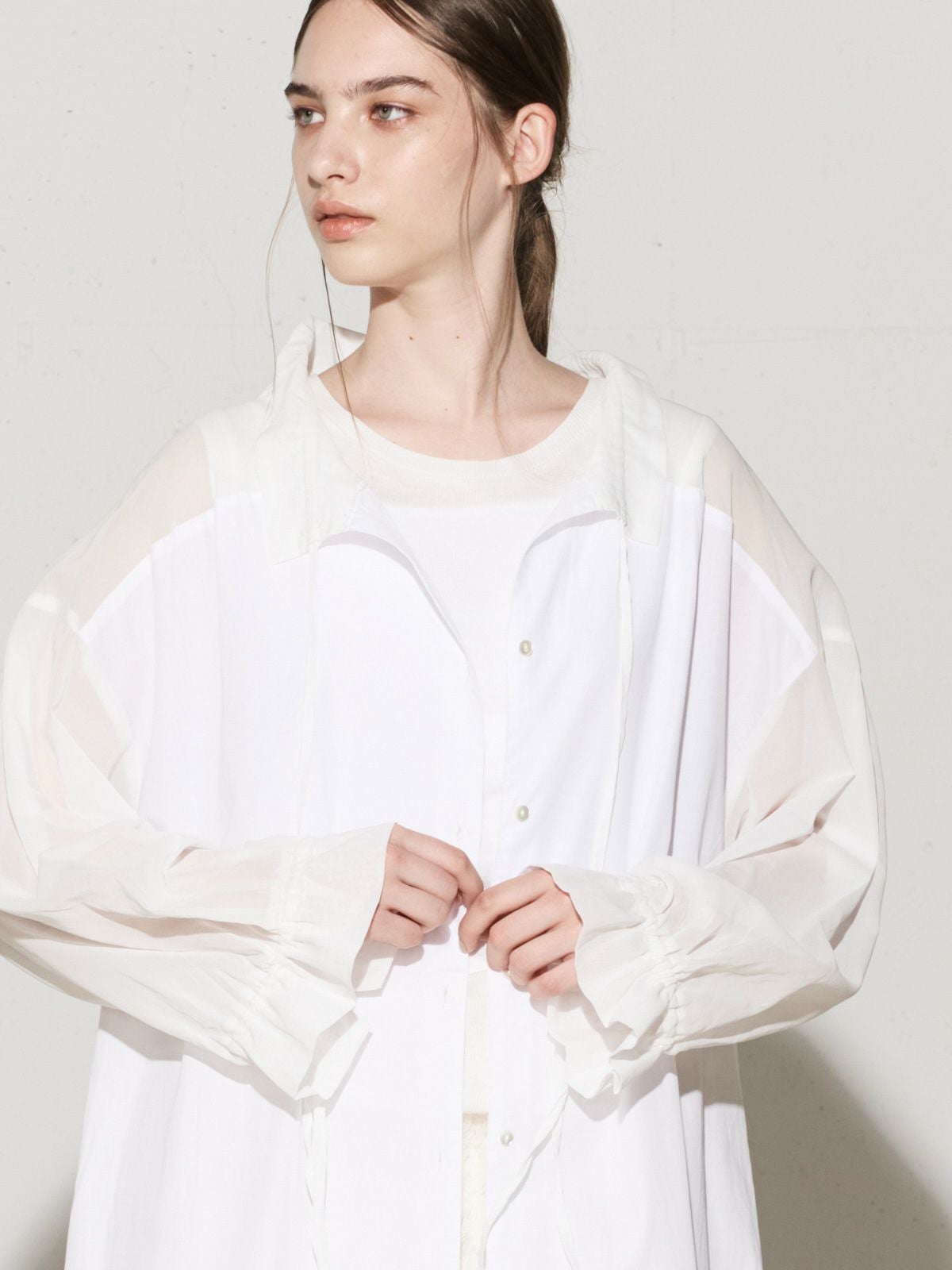 MIDIUMISOLID for Ladies シアー切替シャツワンピース[A]｜ MARcourt