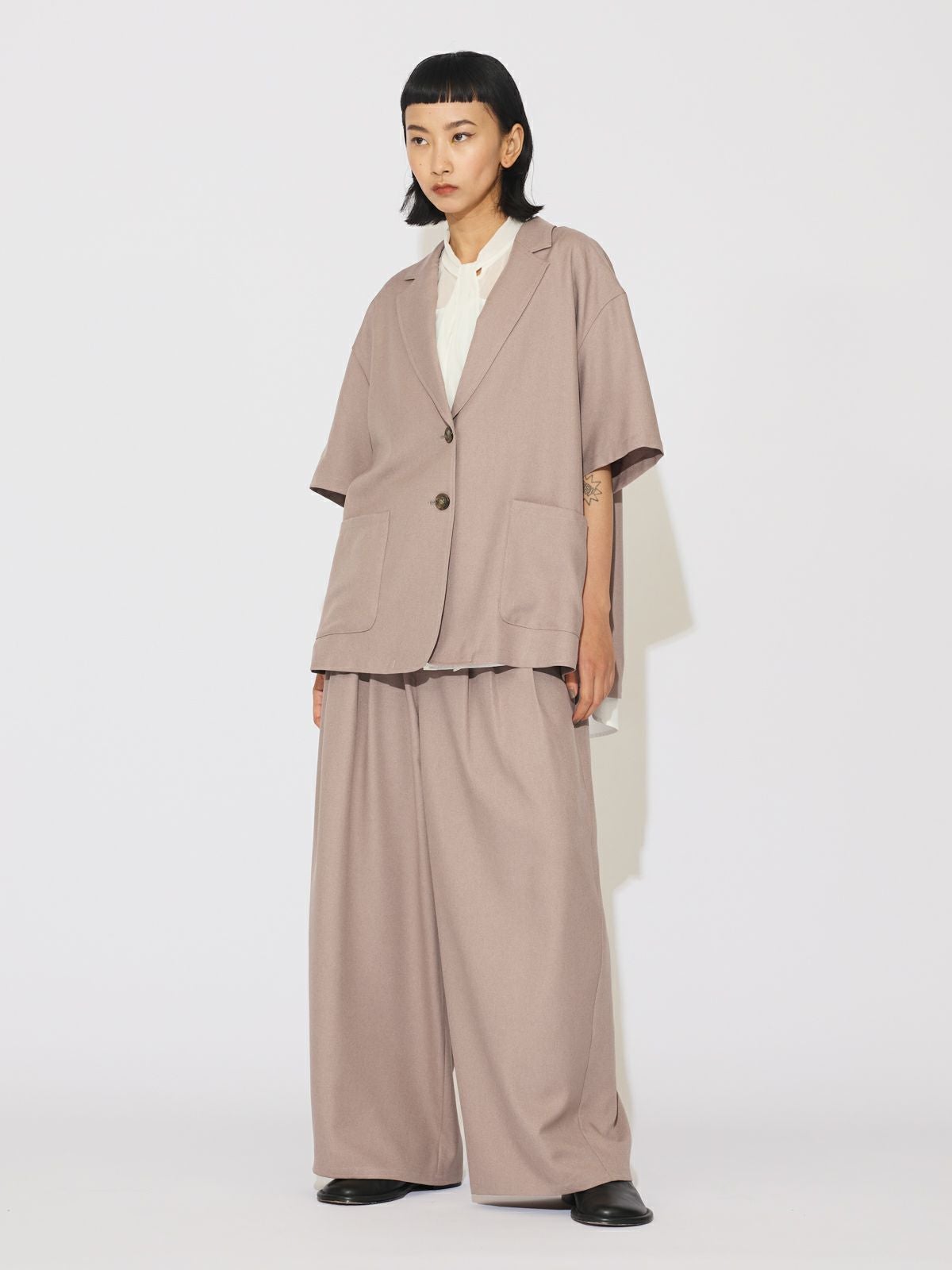 MIDIUMISOLID for Ladies ハーフスリーブテーラードワイドジャケット
