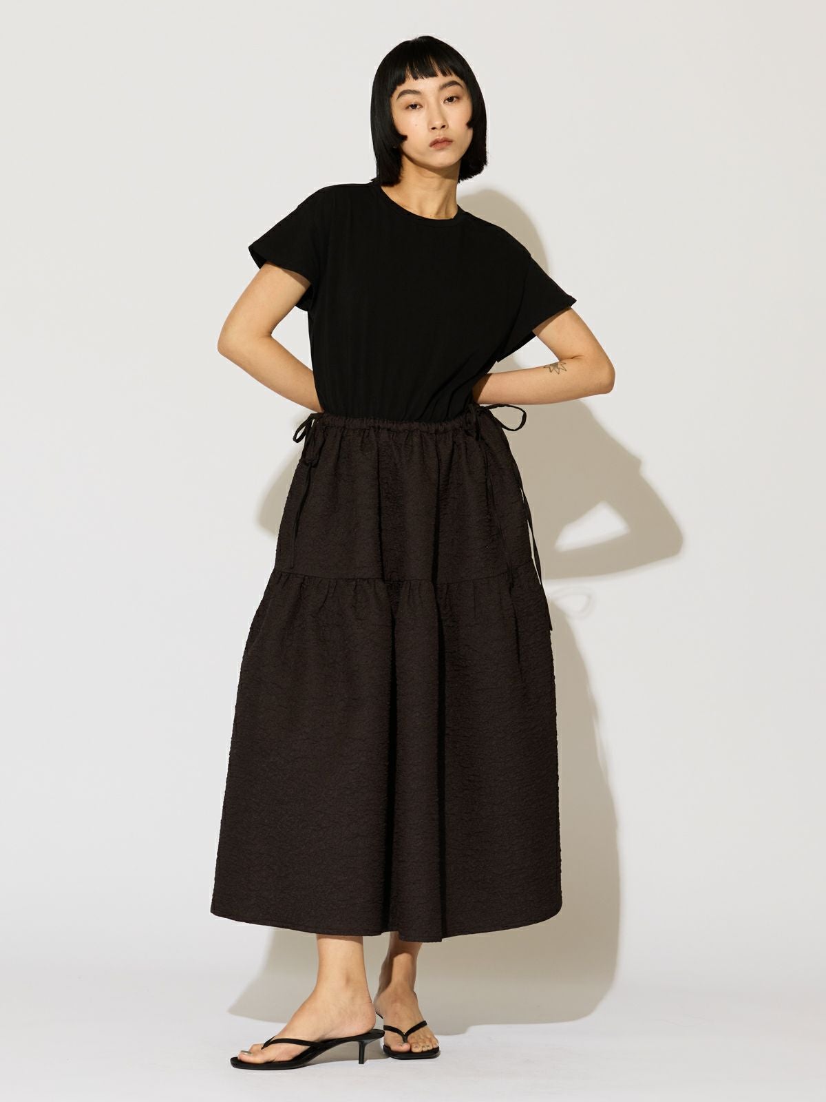 MIDIUMISOLID for Ladies ジャカードコンビワンピース【3-1378