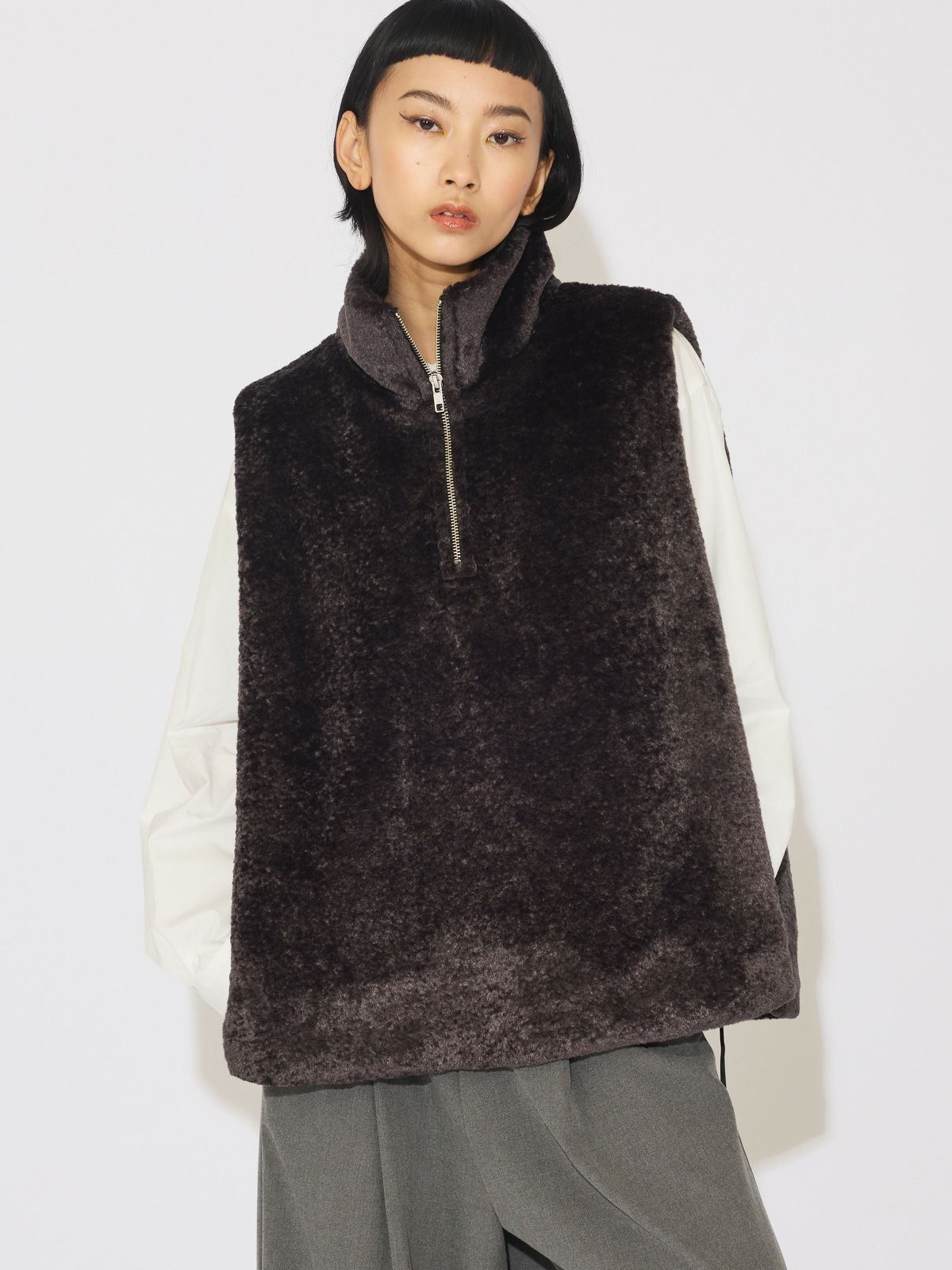 MIDIUMISOLID for Ladies ハーフジップボアベスト｜ MARcourt ONLINE