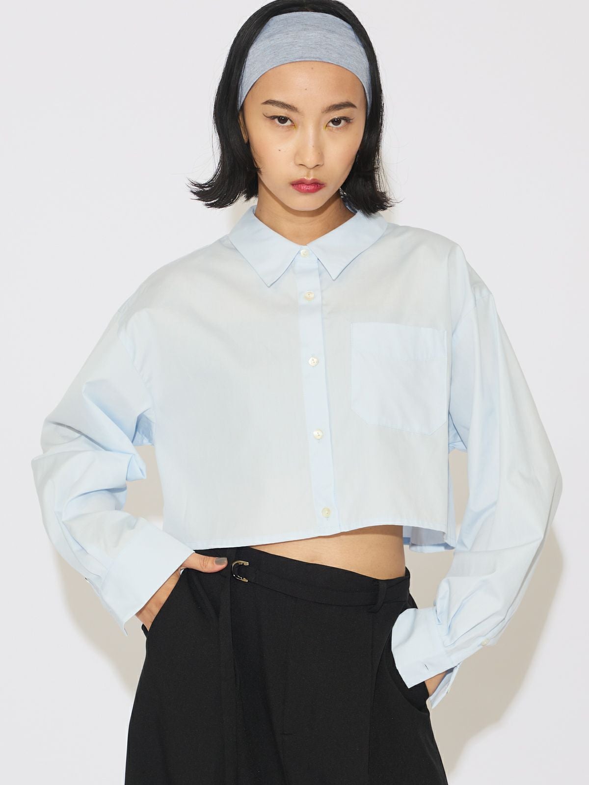 MIDIUMISOLID for Ladies オープンカラーレースシャツ【3-1049