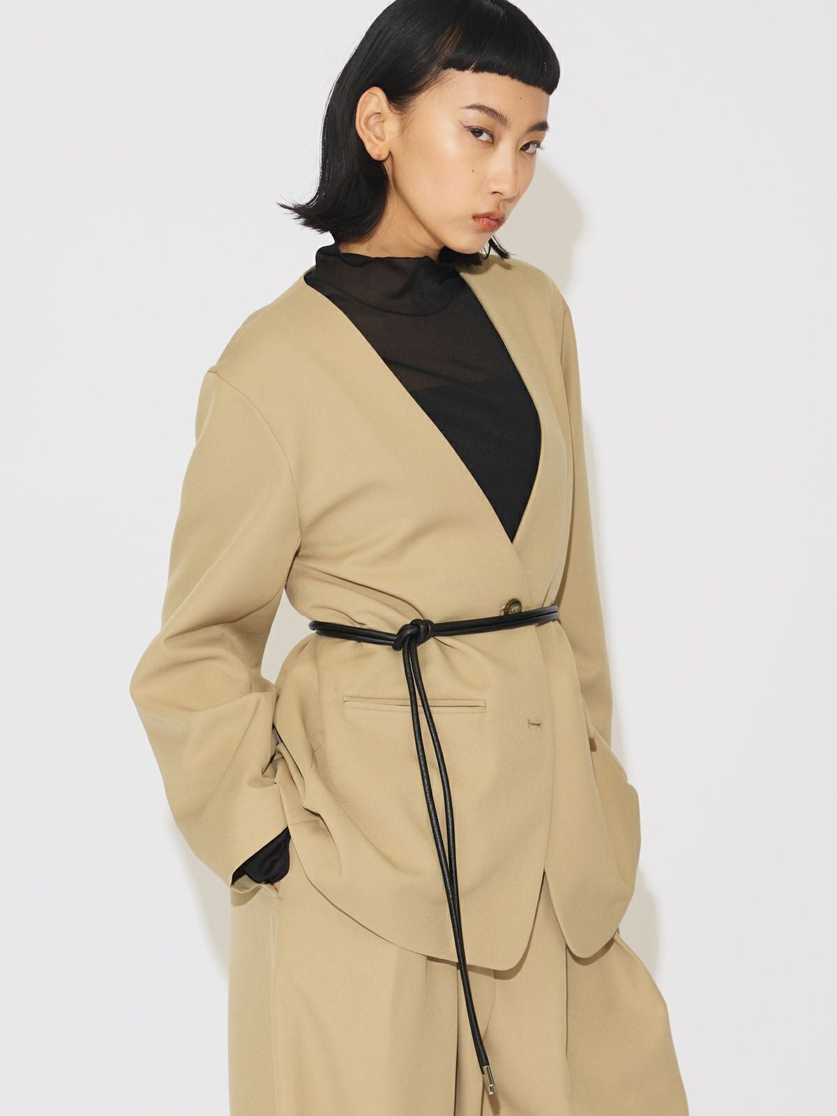 3/9(月)正午販売終了】MIDIUMISOLID for Ladies ベルト付きノーカラー