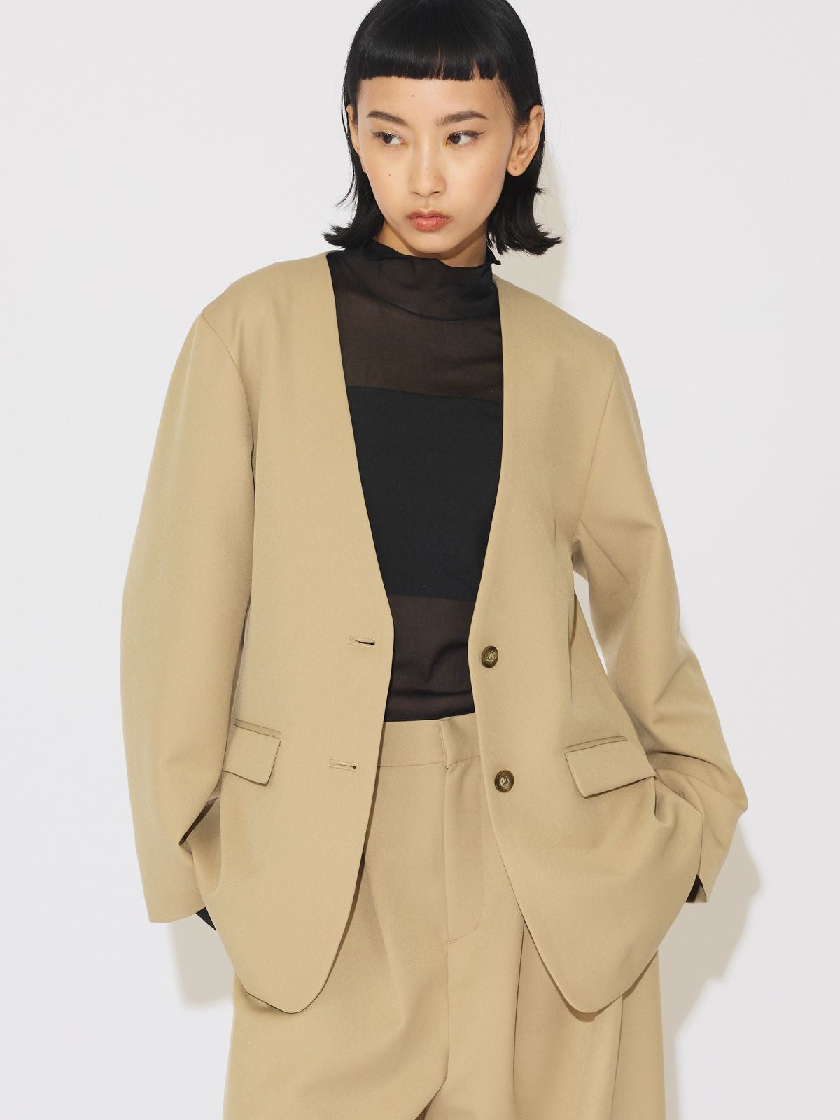 3/9(月)正午販売終了】MIDIUMISOLID for Ladies ベルト付きノーカラー