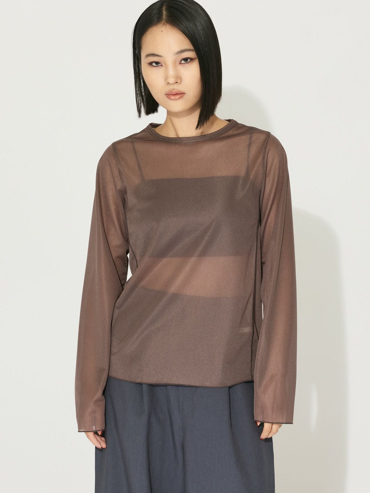 MIDIUMISOLID for Ladies クルーネックシアープルオーバー[A
