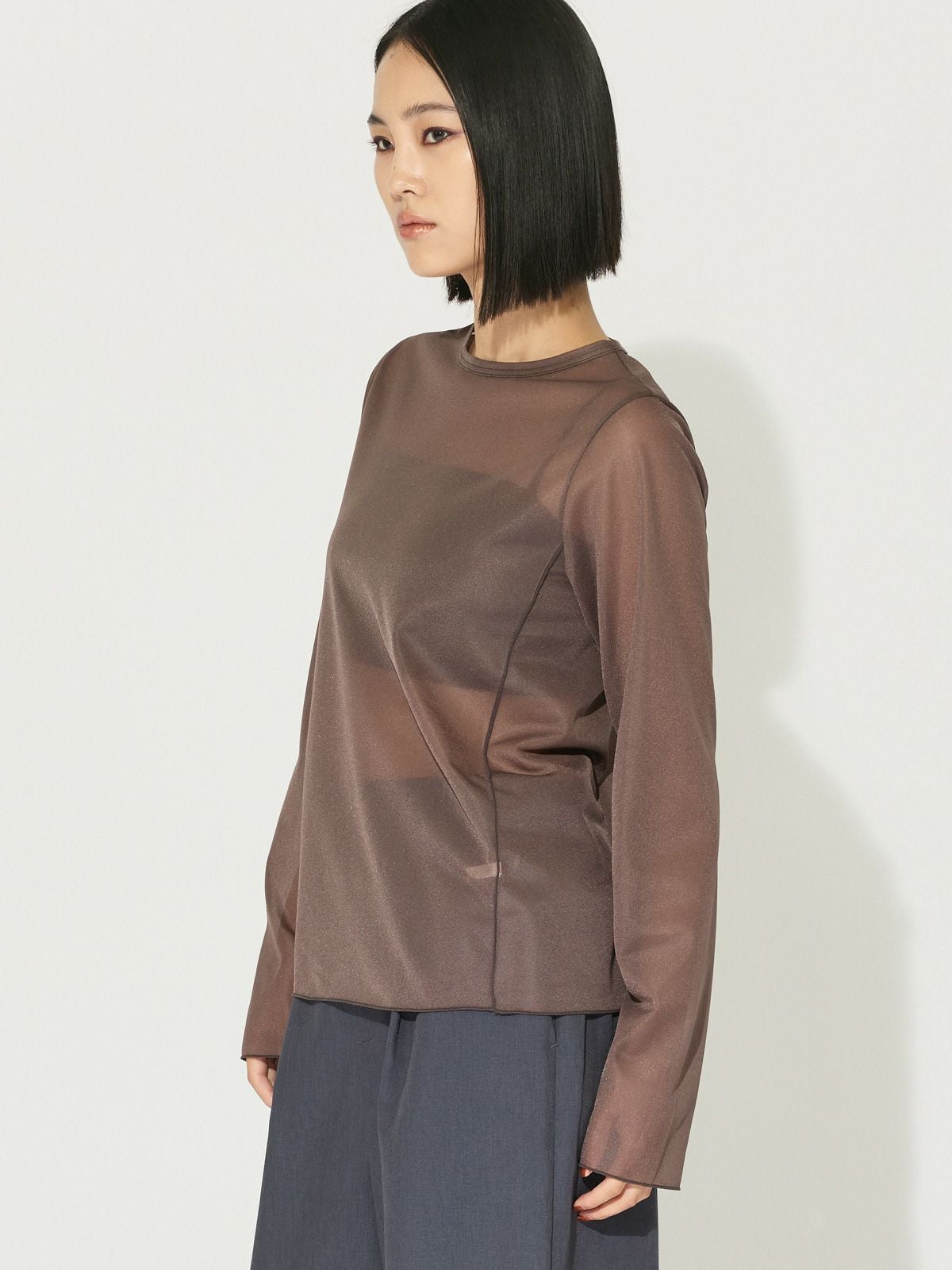 MIDIUMISOLID for Ladies クルーネックシアープルオーバー[A