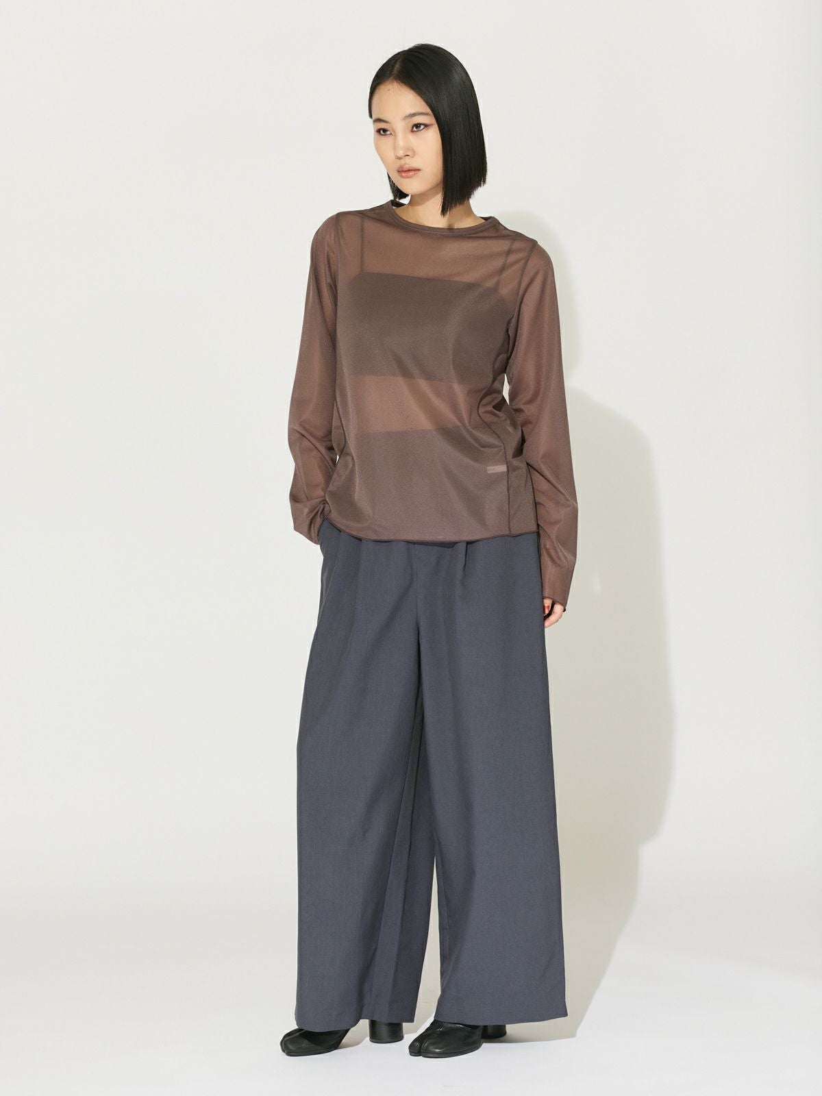 MIDIUMISOLID for Ladies クルーネックシアープルオーバー[A