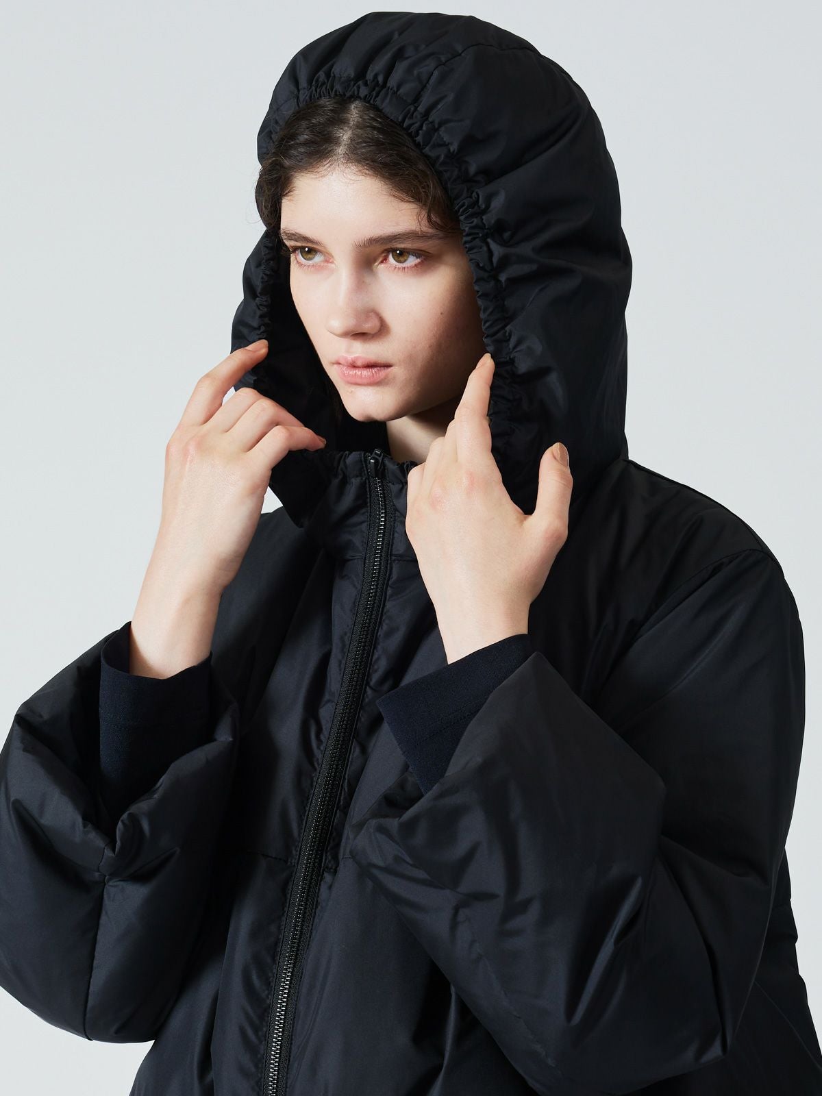 mizuiroind フード付きダウンコート　ブラック mizuiro ind フード付きダウンジャケット｜ MARcourt ONLINE STORE