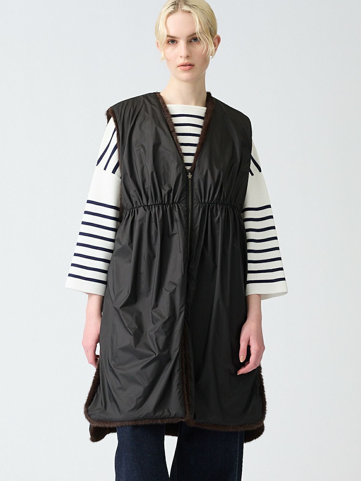 mizuiro ind ファーボアリバーシブルロングベスト｜ MARcourt ONLINE