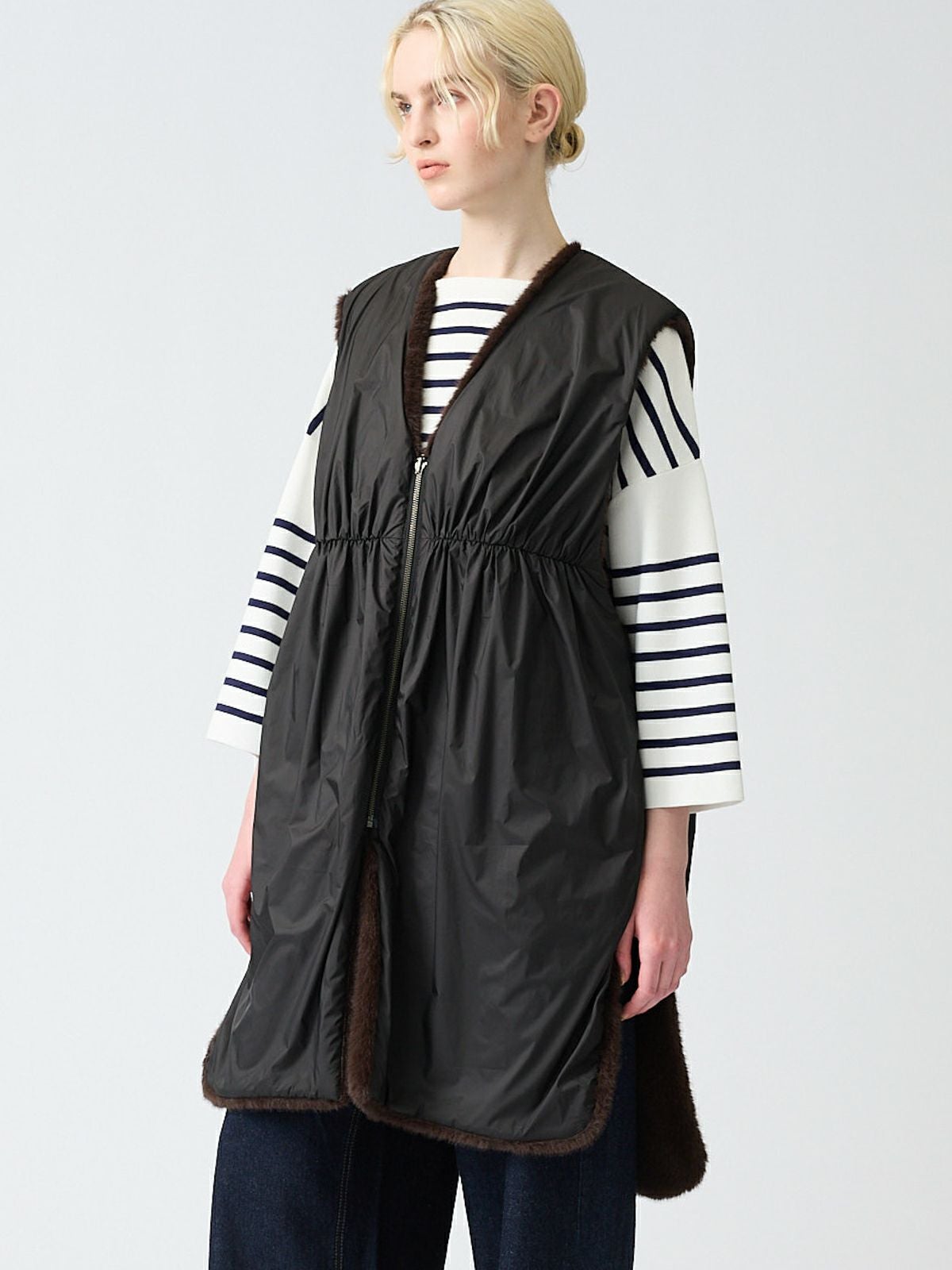 mizuiro ind ファーボアリバーシブルロングベスト｜ MARcourt ONLINE