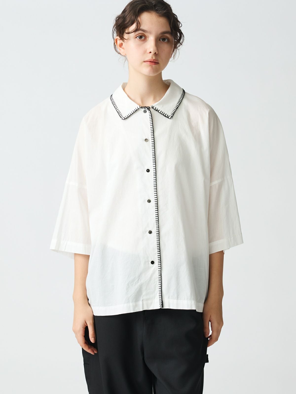 mizuiro ind ブランケットステッチワイドシャツ｜ MARcourt ONLINE