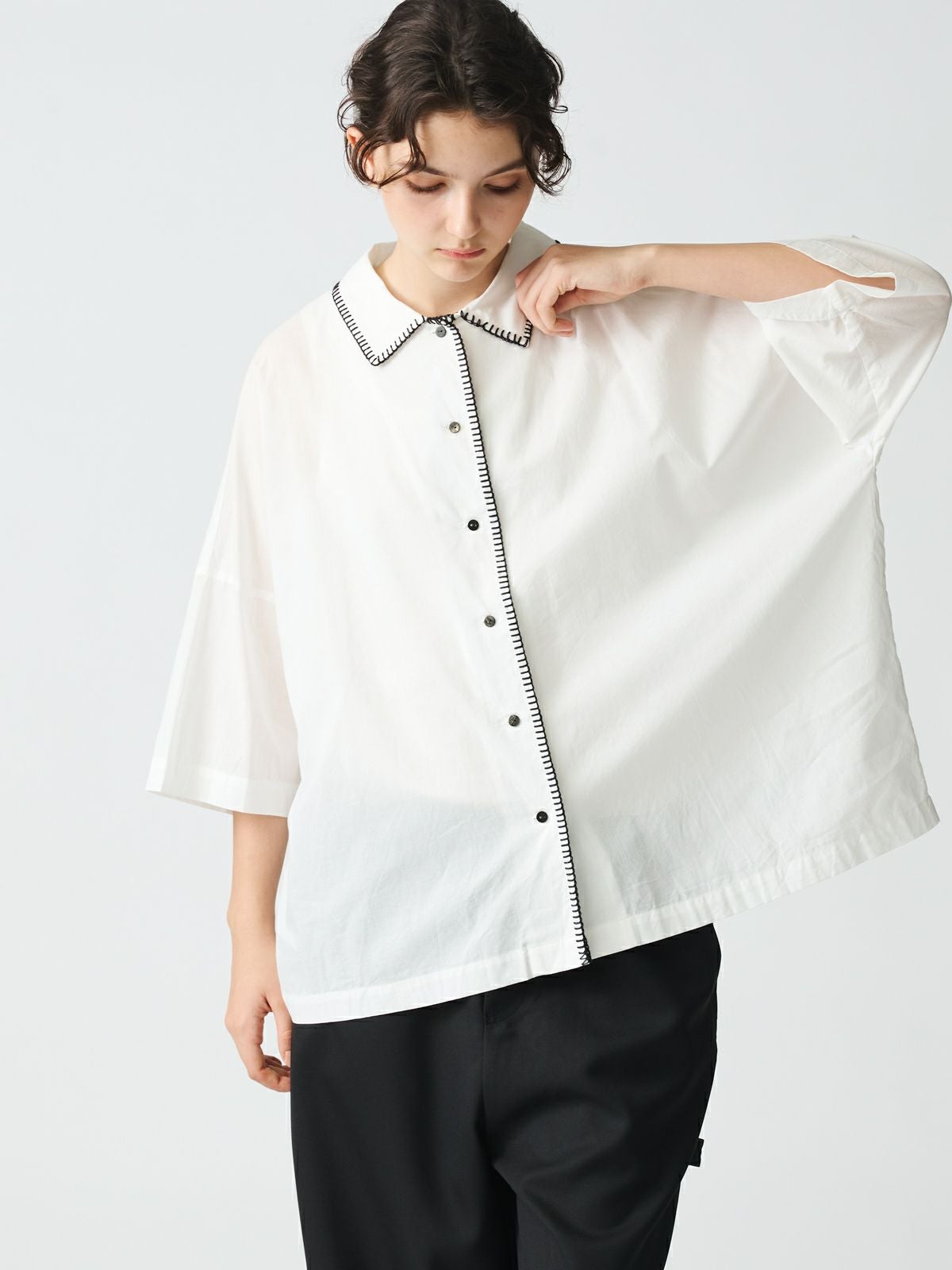 mizuiro ind ブランケットステッチワイドシャツ｜ MARcourt ONLINE