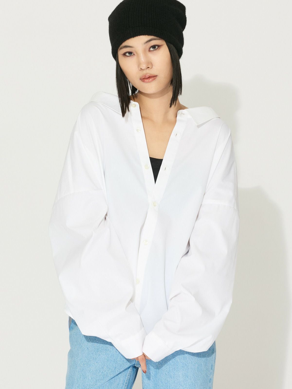 MIDIUMISOLID for Ladies ドロップショルダーワイドシャツ[A