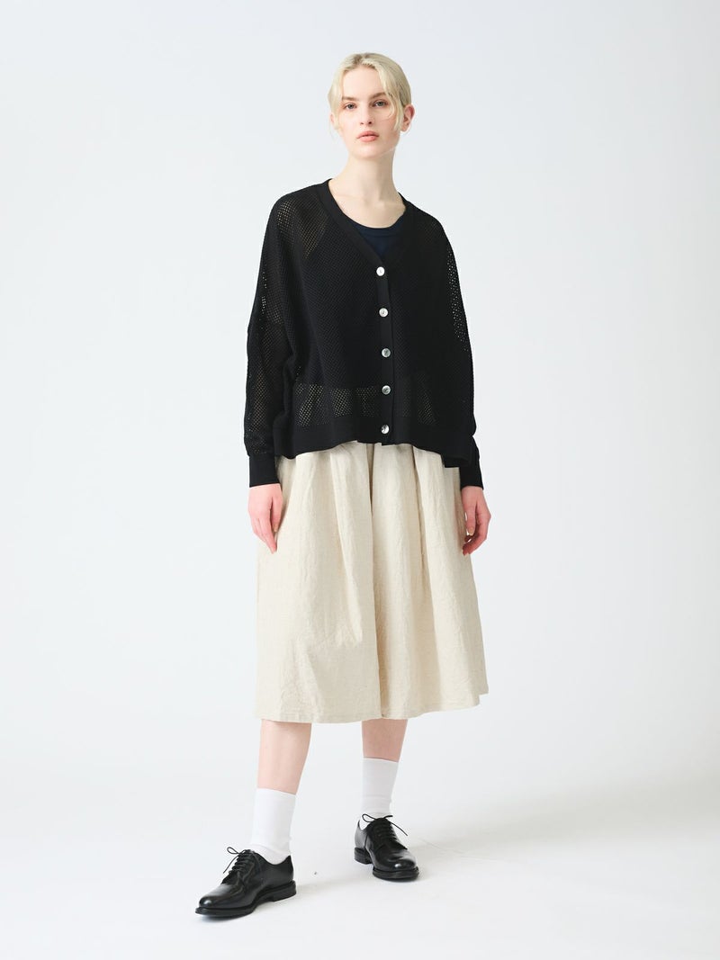mizuiro ind コットンリネンキュロットパンツ