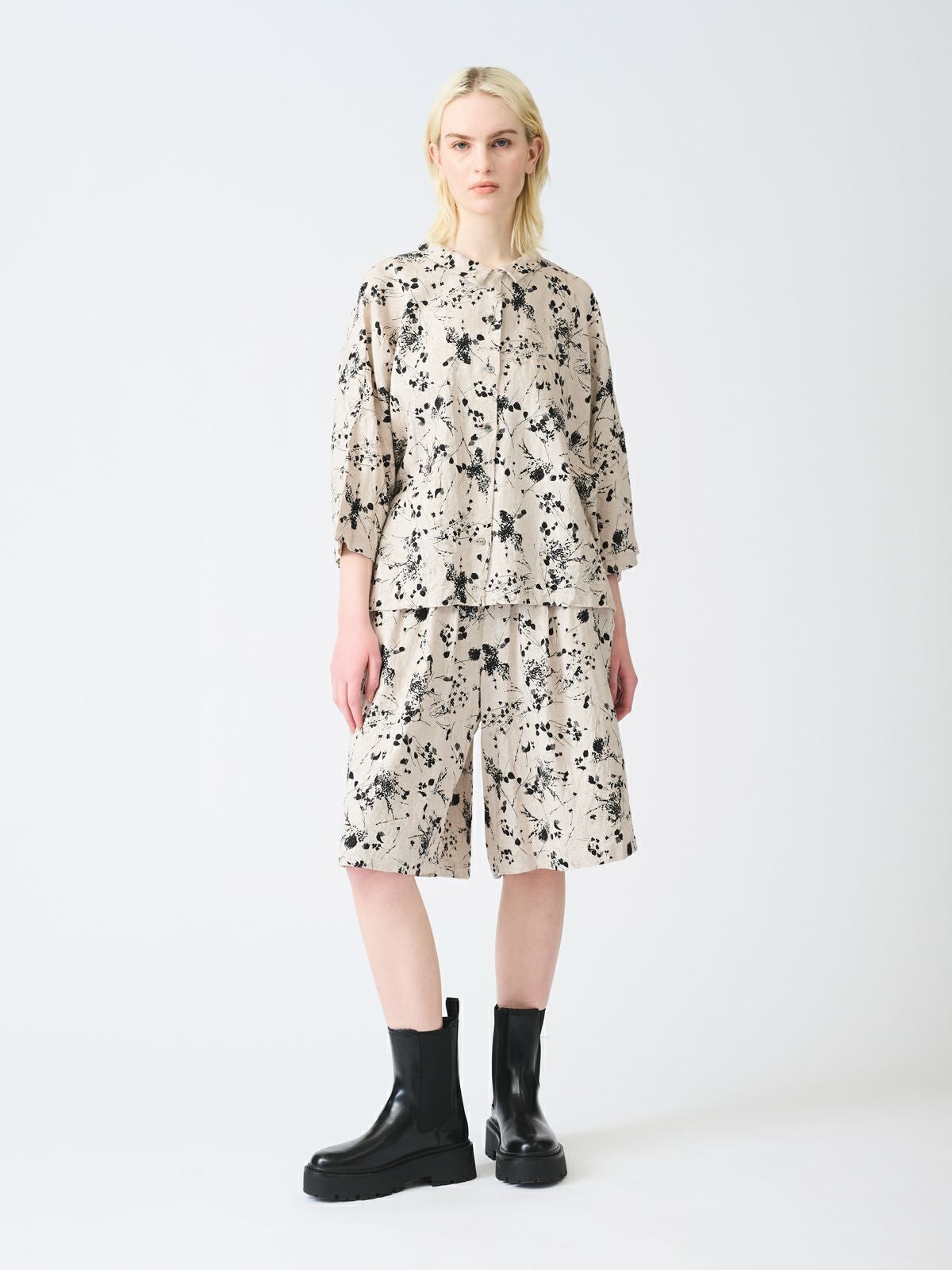 mizuiro ind レーヨンリネンプリントショートパンツ｜ MARcourt ONLINE