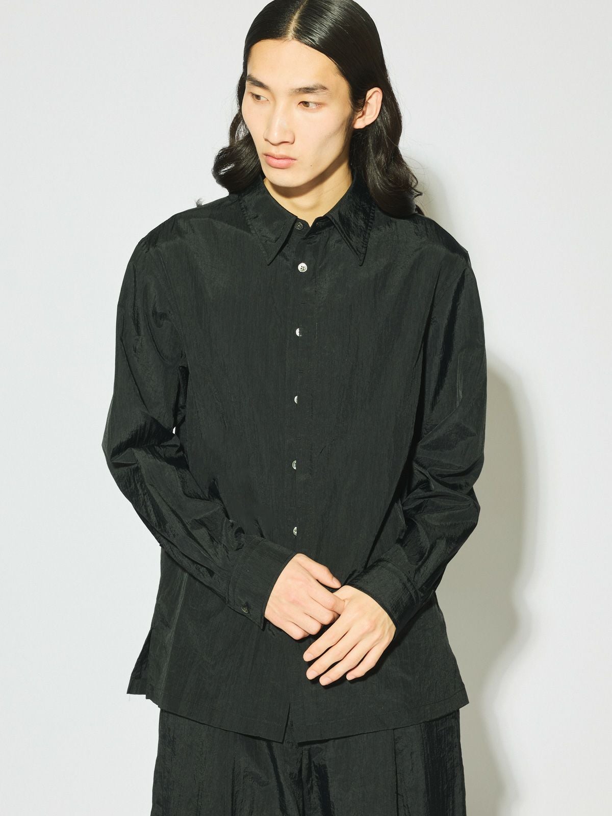 MIDIUMISOLID Men's フライフロントナイロンシャツ[A]｜ MARcourt