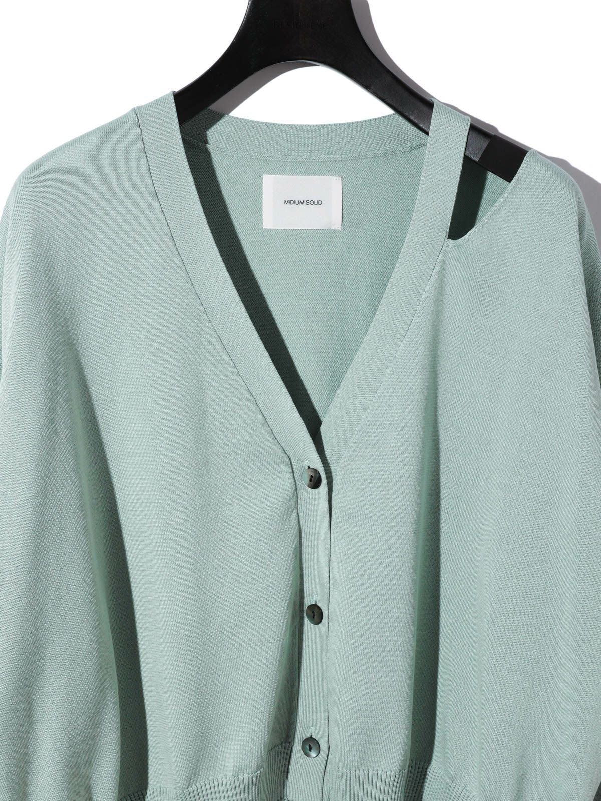 MIDIUMISOLID for Ladies カットアウトネックワイドカーディガン[A