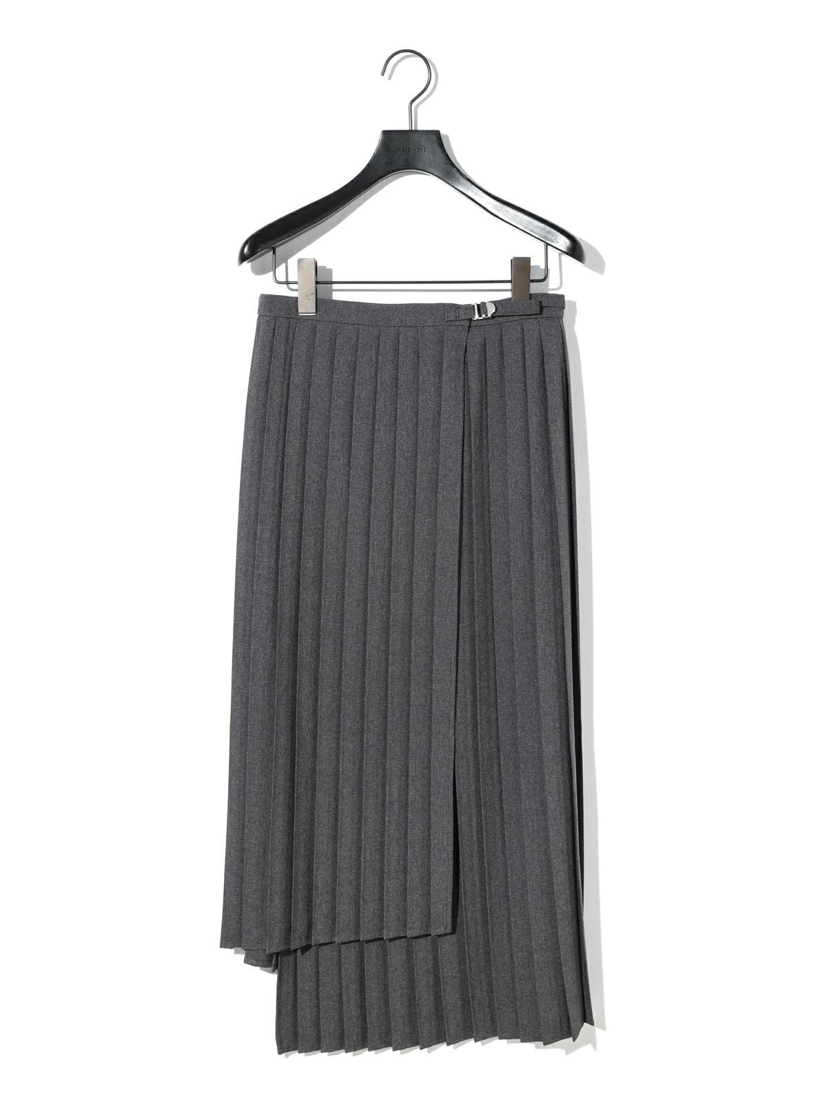 MIDIUMISOLID for Ladies アシンメトリーヘムラッププリーツスカート[A