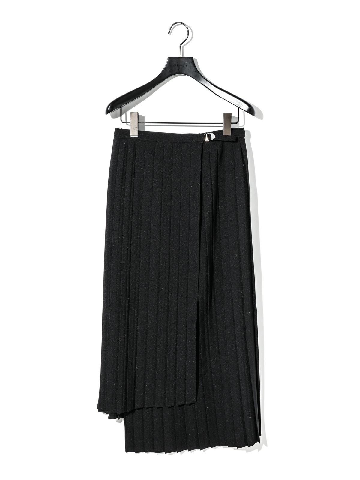 MIDIUMISOLID for Ladies アシンメトリーヘムラッププリーツスカート[A