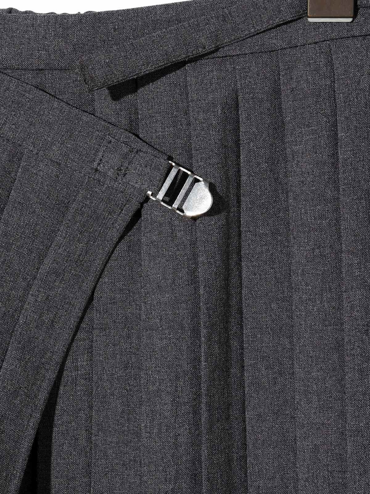 MIDIUMISOLID for Ladies アシンメトリーヘムラッププリーツスカート[A
