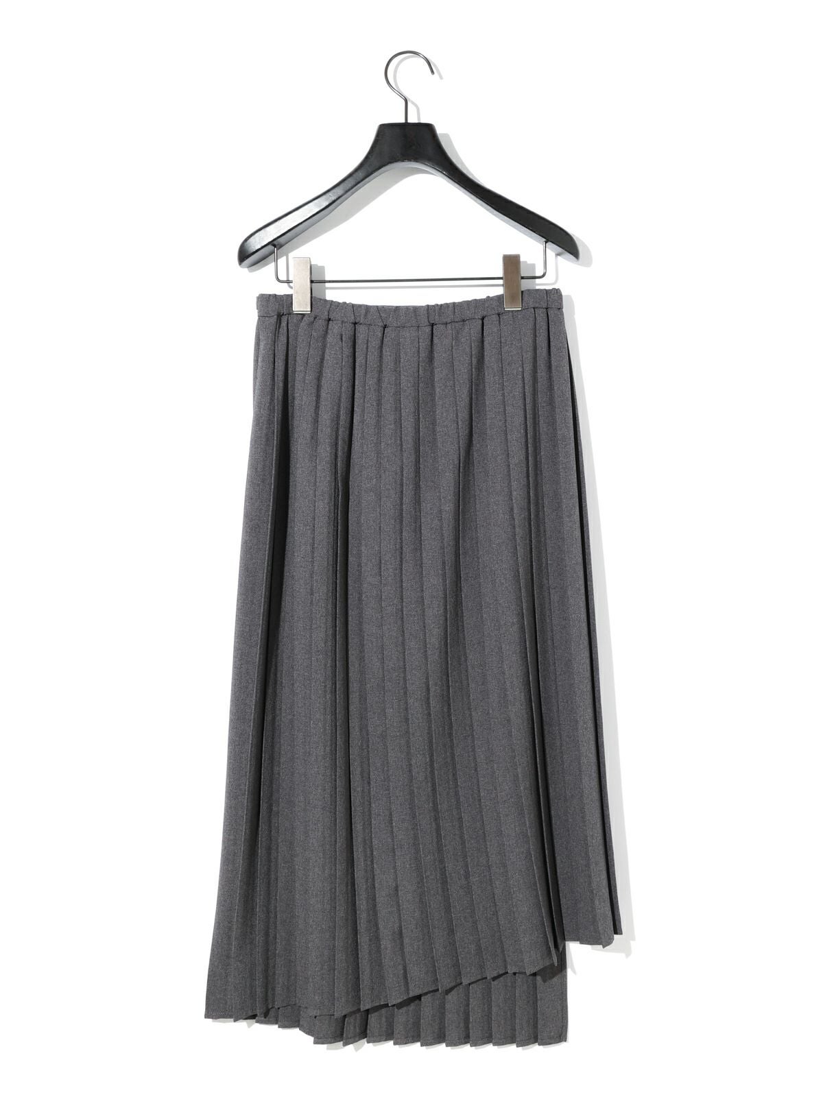 MIDIUMISOLID for Ladies アシンメトリーヘムラッププリーツスカート[A