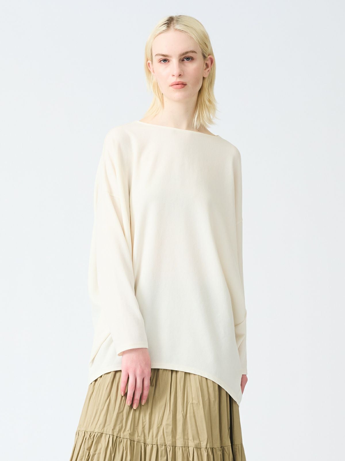 mizuiro ind ジョーゼットボートネックコクーンプルオーバー