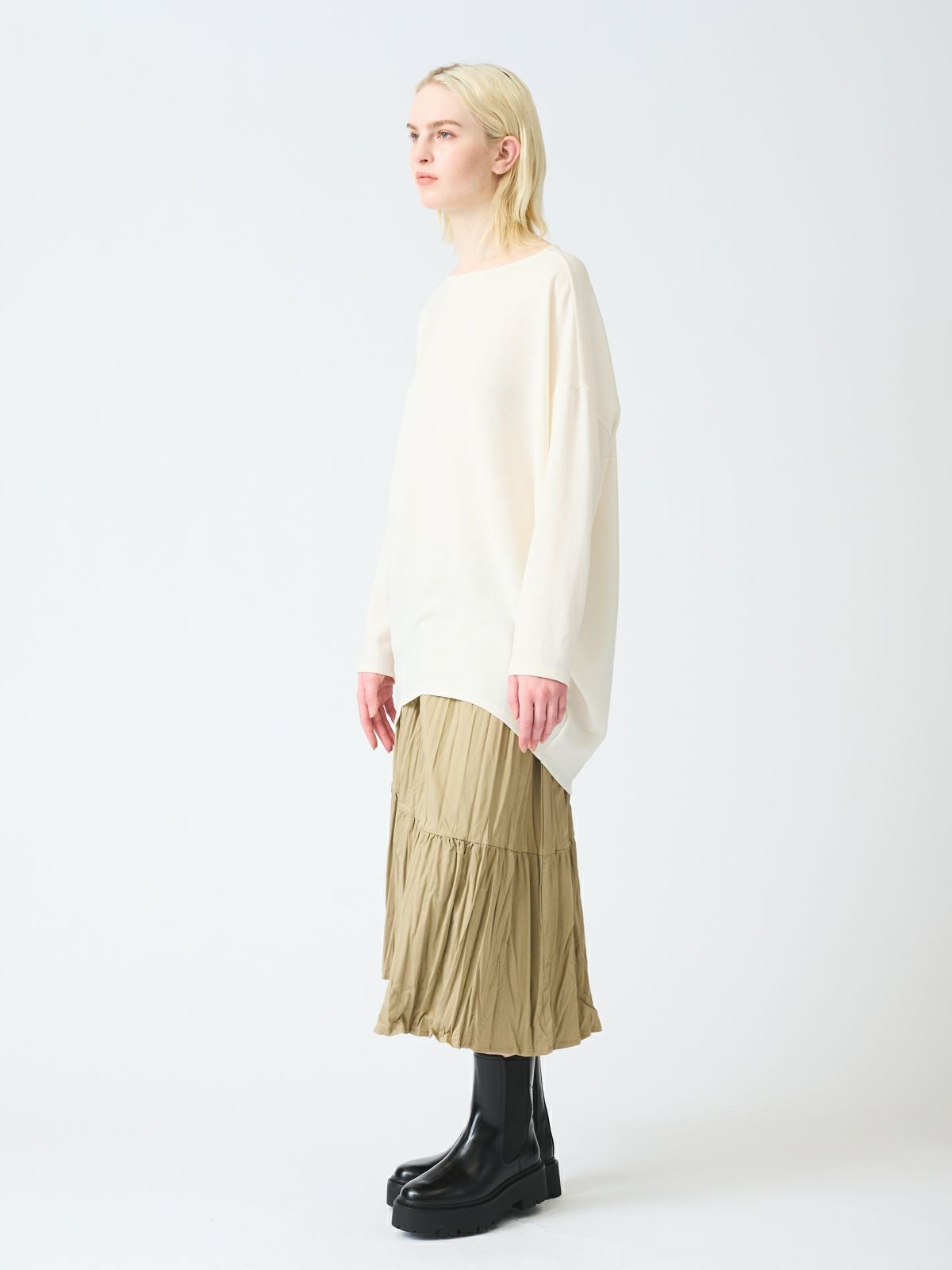 mizuiro ind ジョーゼットボートネックコクーンプルオーバー