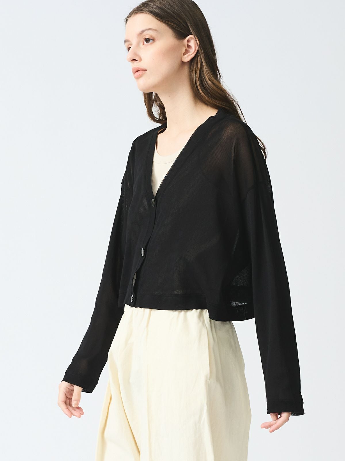 mizuiro ind メッシュVネックショートカーディガン｜ MARcourt ONLINE