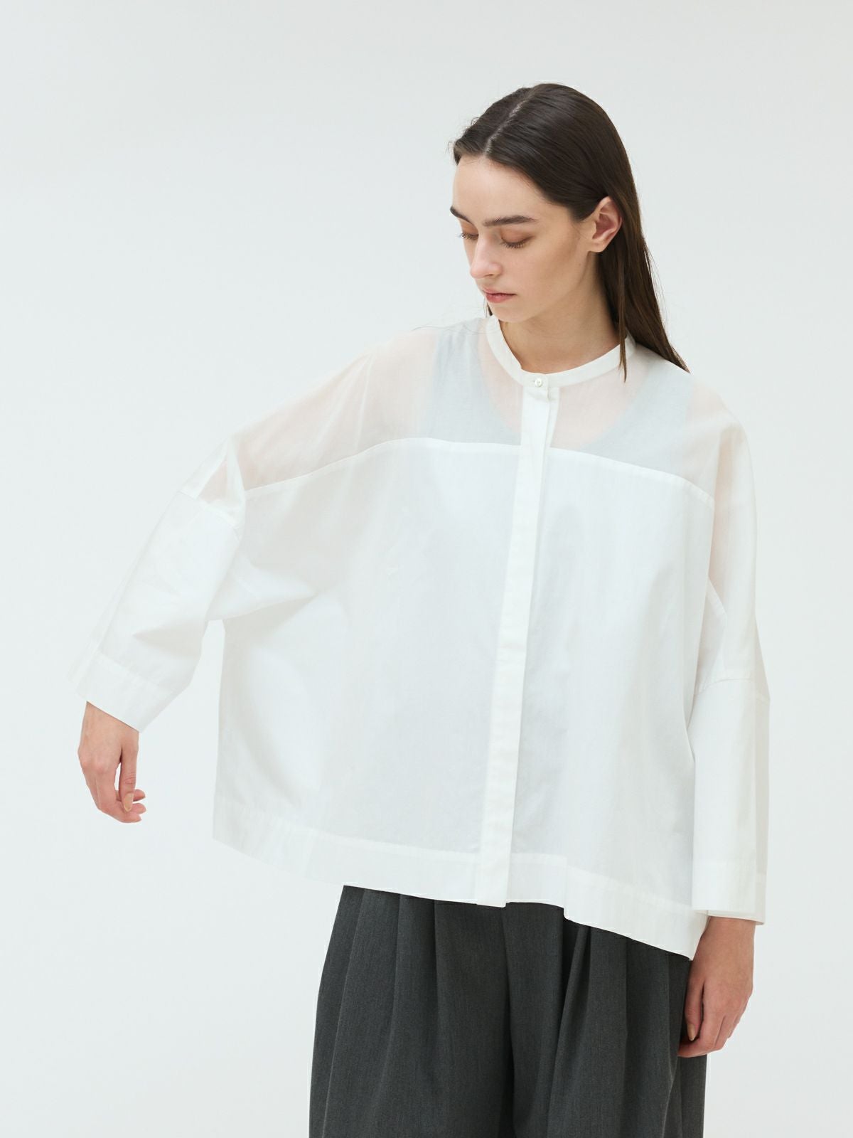 mizuiro ind スタンドカラーシアーシャツ｜ MARcourt ONLINE STORE