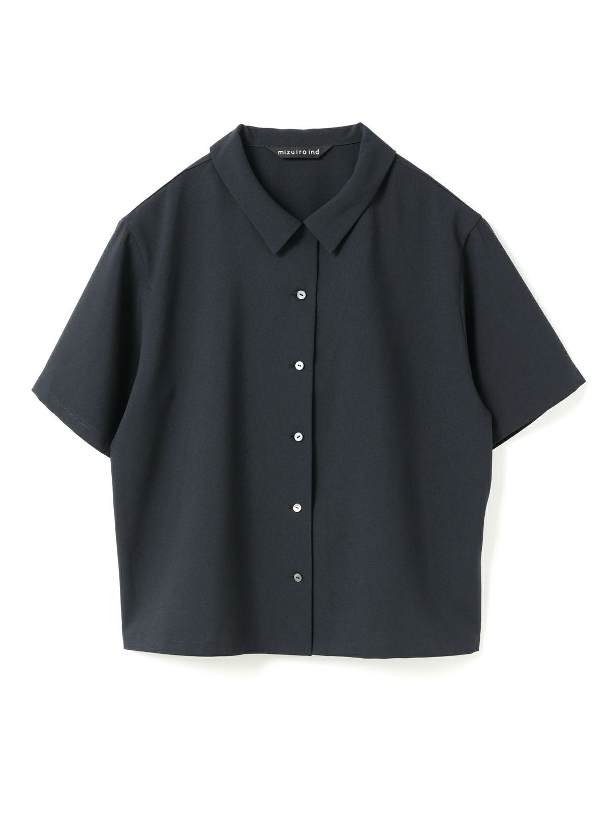 mizuiro ind クレープ素材 半袖シャツ 黒 mizuiro ind クレープ素材 半袖シャツ 黒 【公式通販】