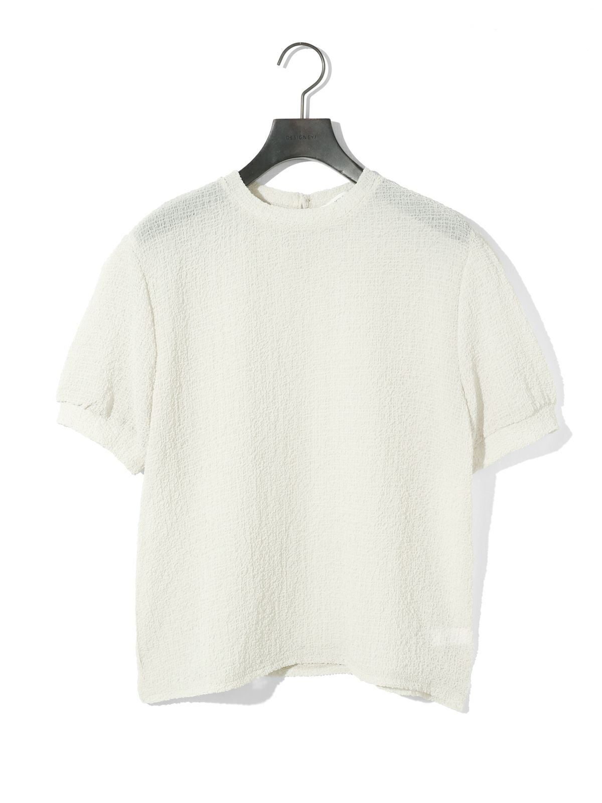 MIDIUMISOLID for Ladies シアークルーネックパフスリーブプルオーバー