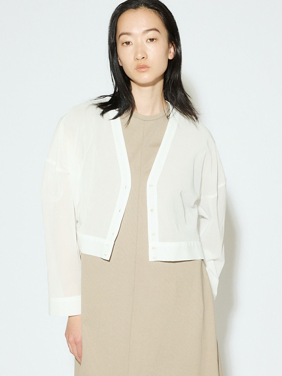 MIDIUMISOLID for Ladies シアーボイルVネックカーディガン[A