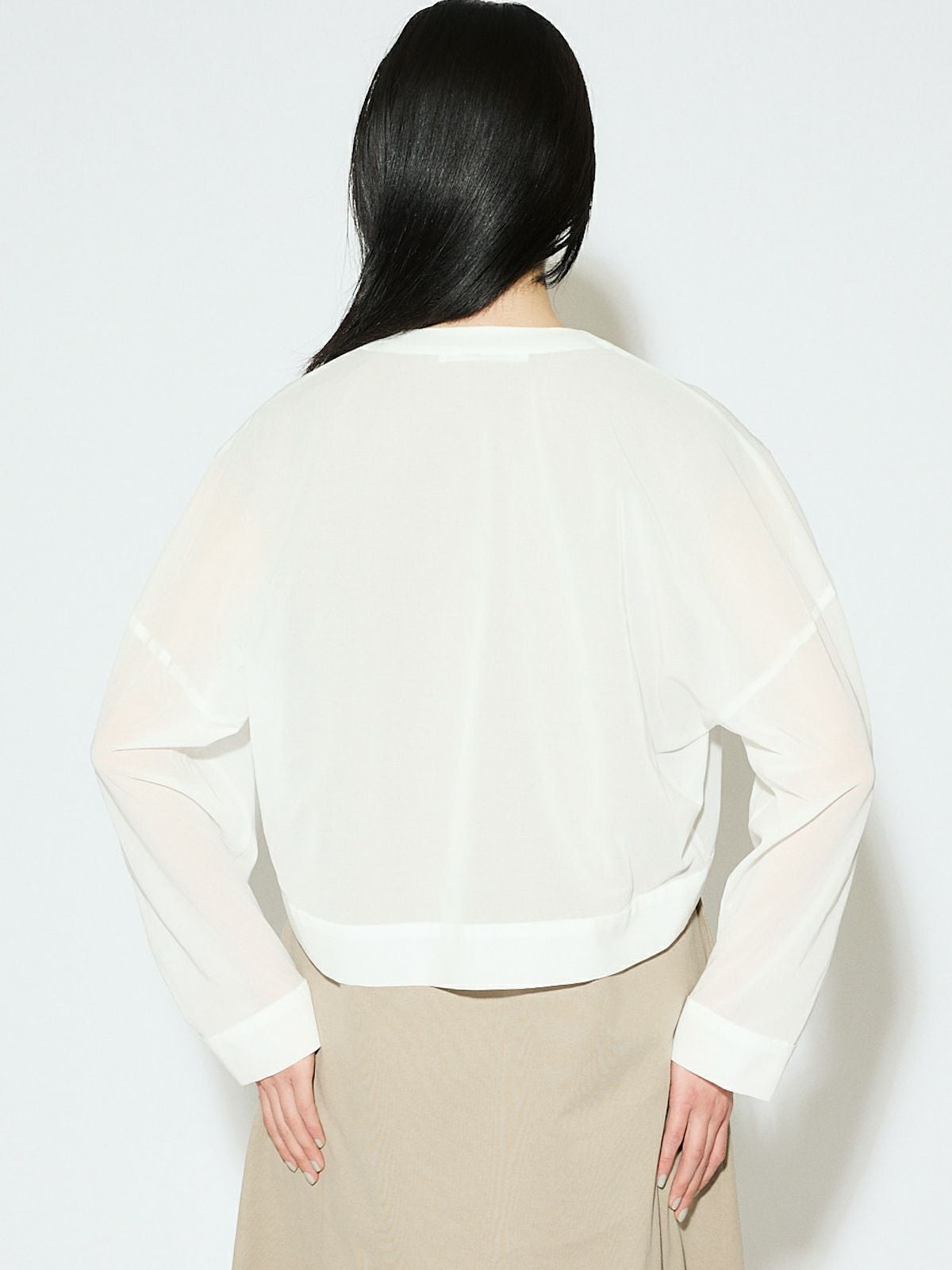 MIDIUMISOLID for Ladies シアーボイルVネックカーディガン[A